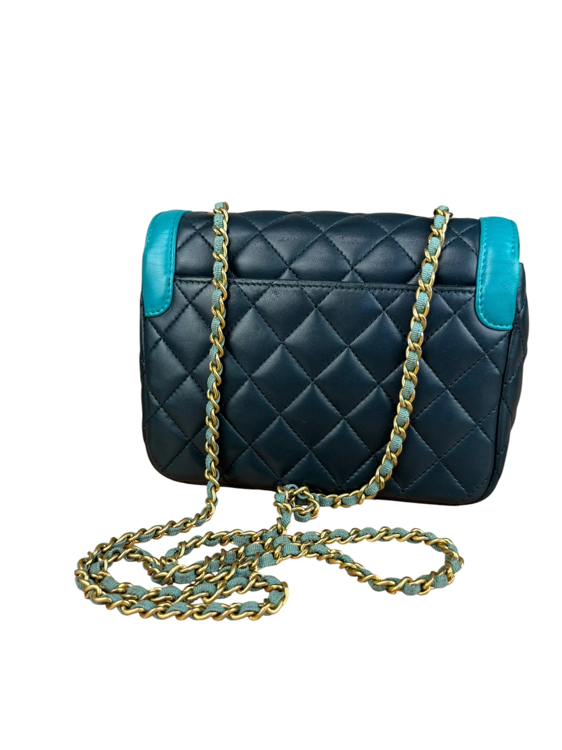 Chanel Quilted Mini Two-Tone Blue Day Flap Bag 2017 - Image 7