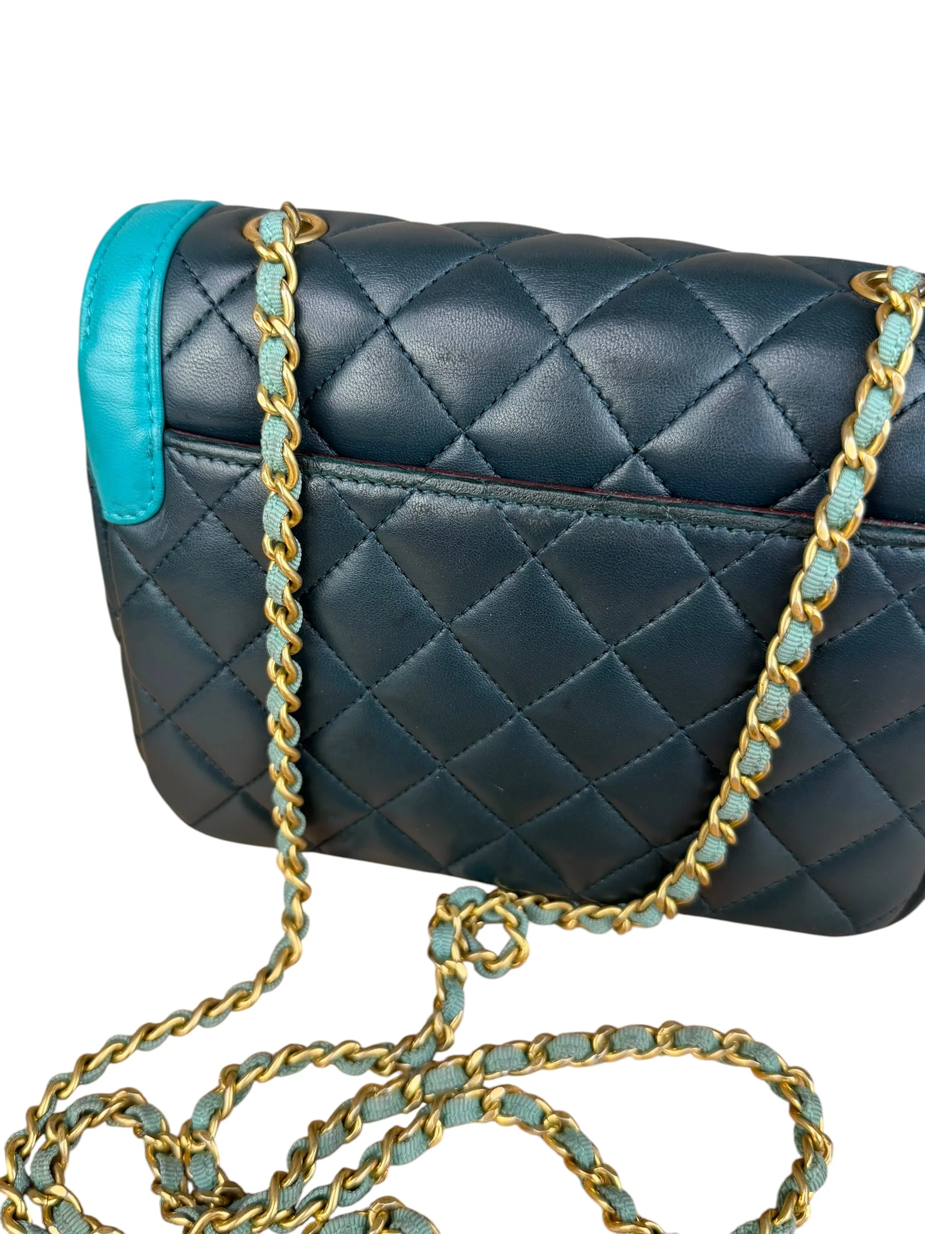 Chanel Quilted Mini Two-Tone Blue Day Flap Bag 2017 - Image 9
