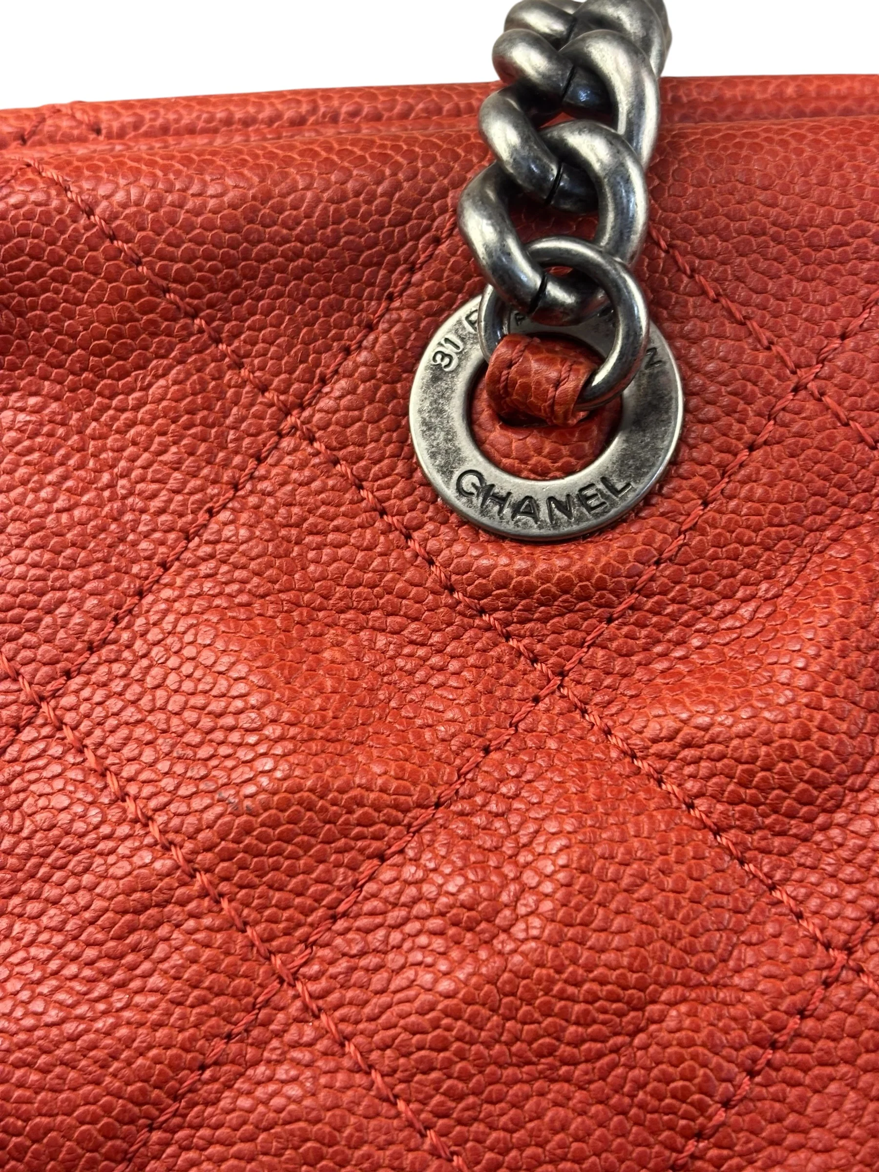 Chanel Red Caviar Quilted Medium Frame Shoulder Bag 2011 - Image 18