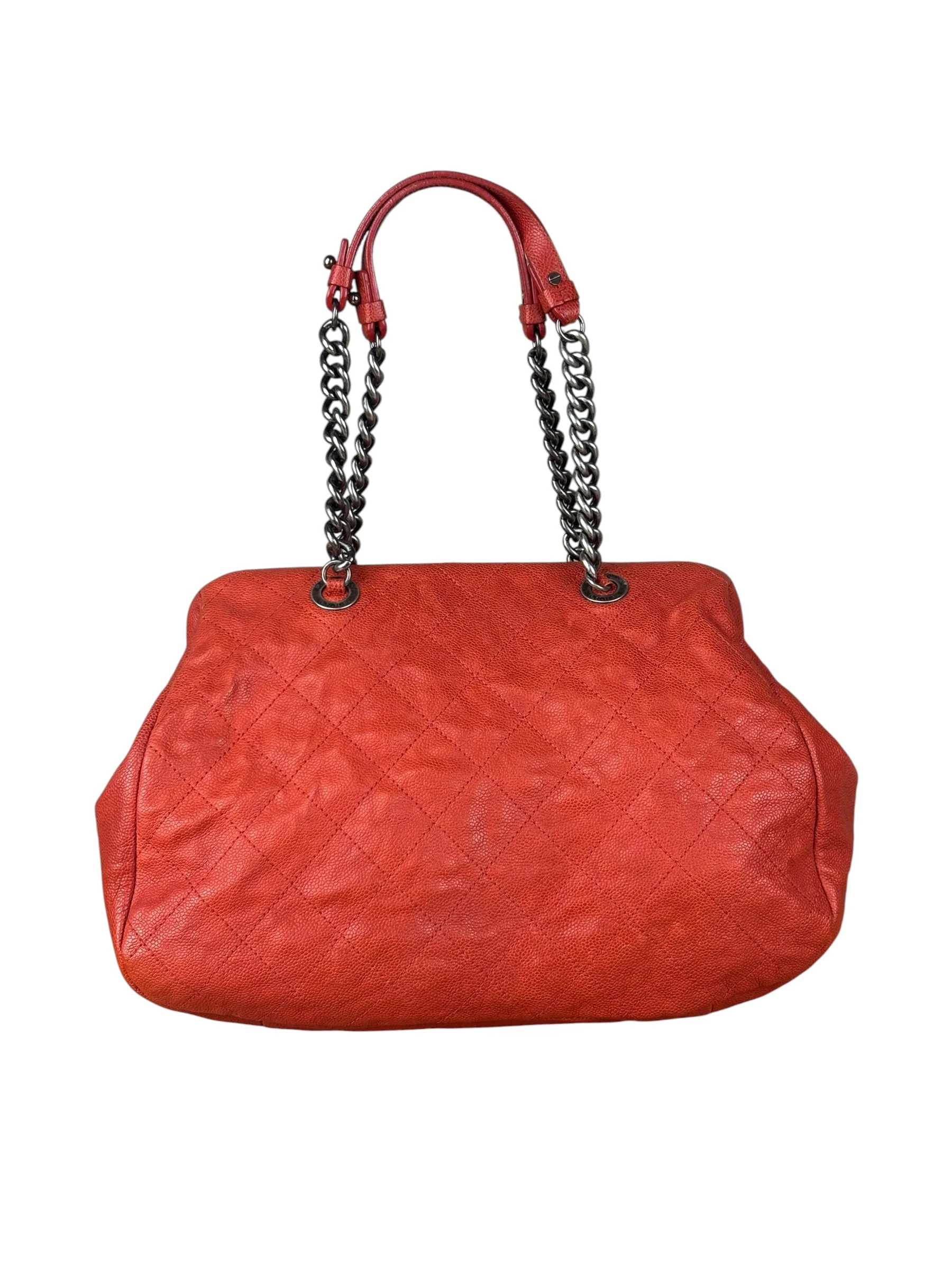 Chanel Red Caviar Quilted Medium Frame Shoulder Bag 2011 - Image 2