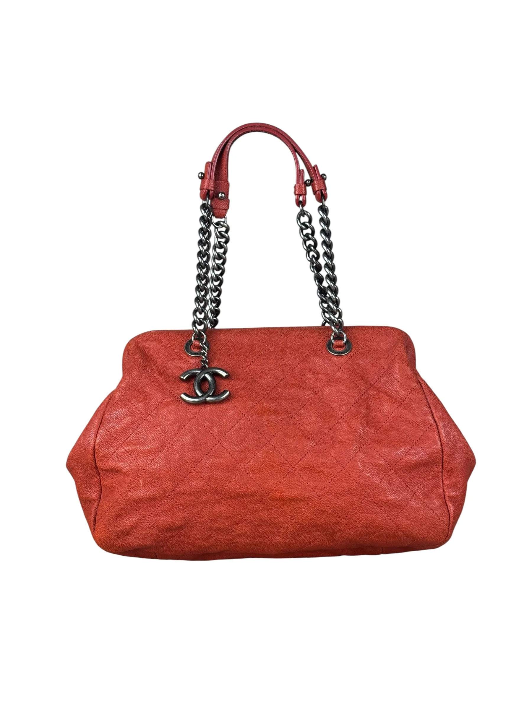 Chanel Red Caviar Quilted Medium Frame Shoulder Bag 2011 - Image 20