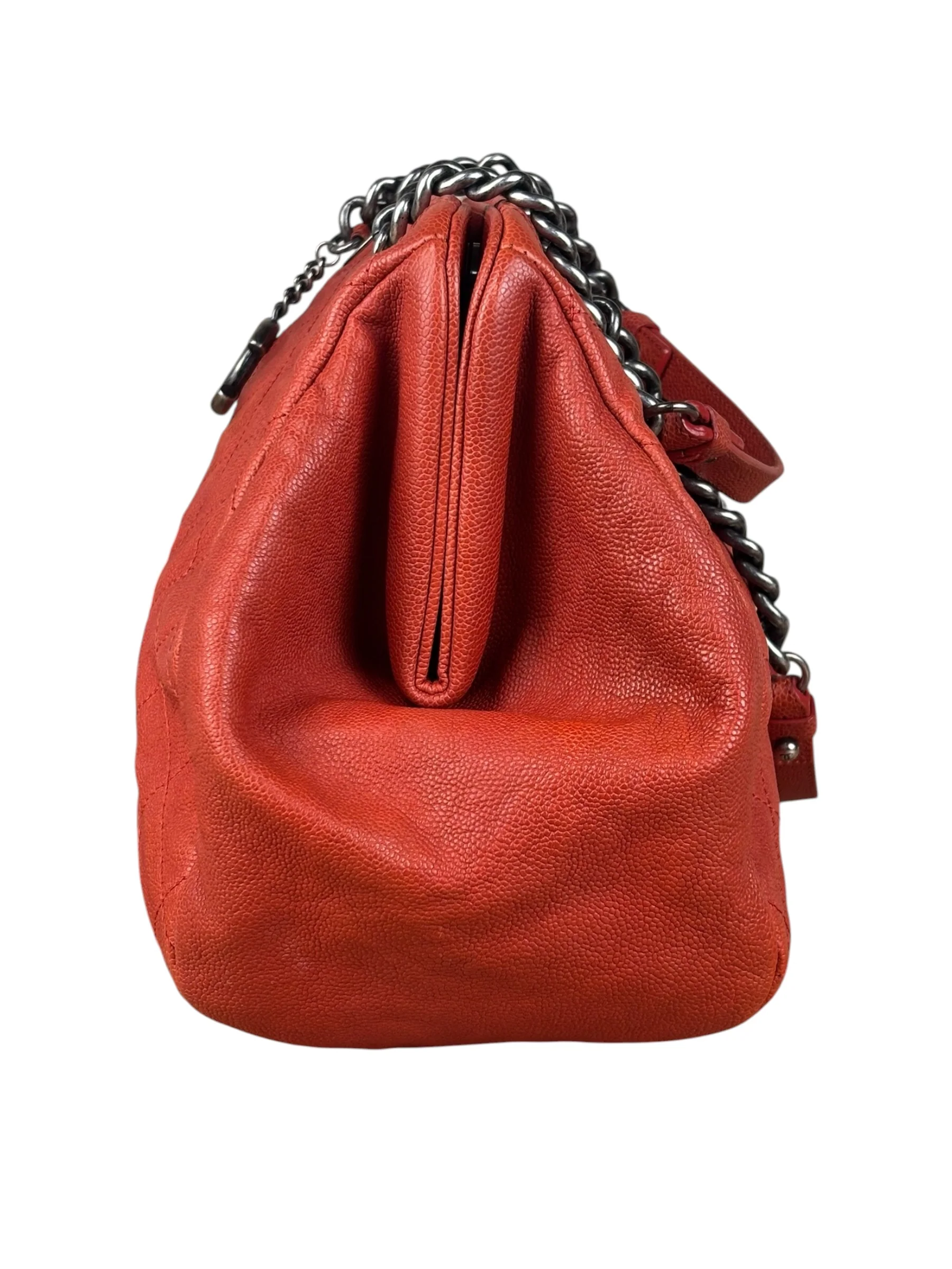 Chanel Red Caviar Quilted Medium Frame Shoulder Bag 2011 - Image 3