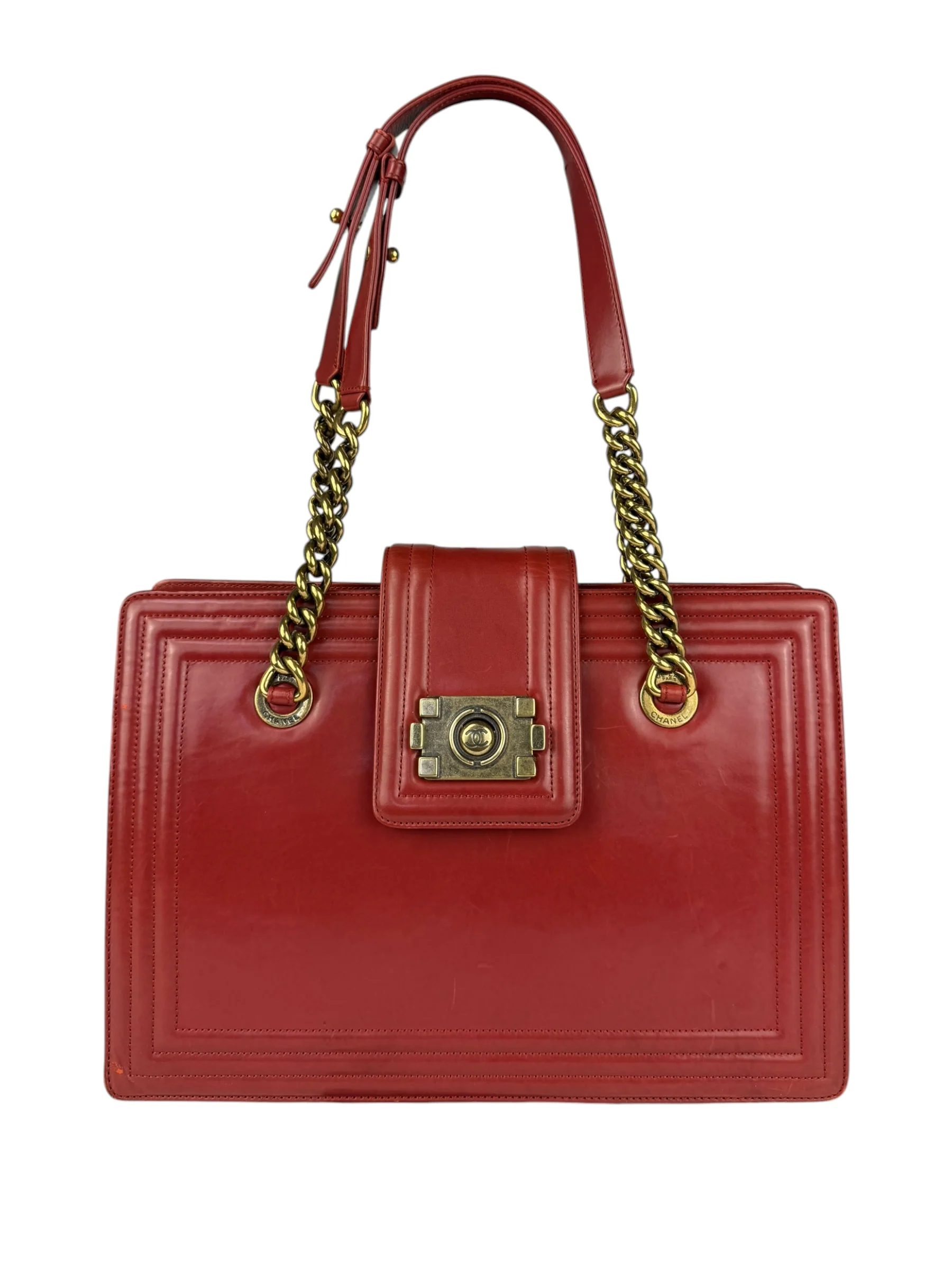 Chanel Red Leather Large Jetsetter Boy 2Way Handbag 2011