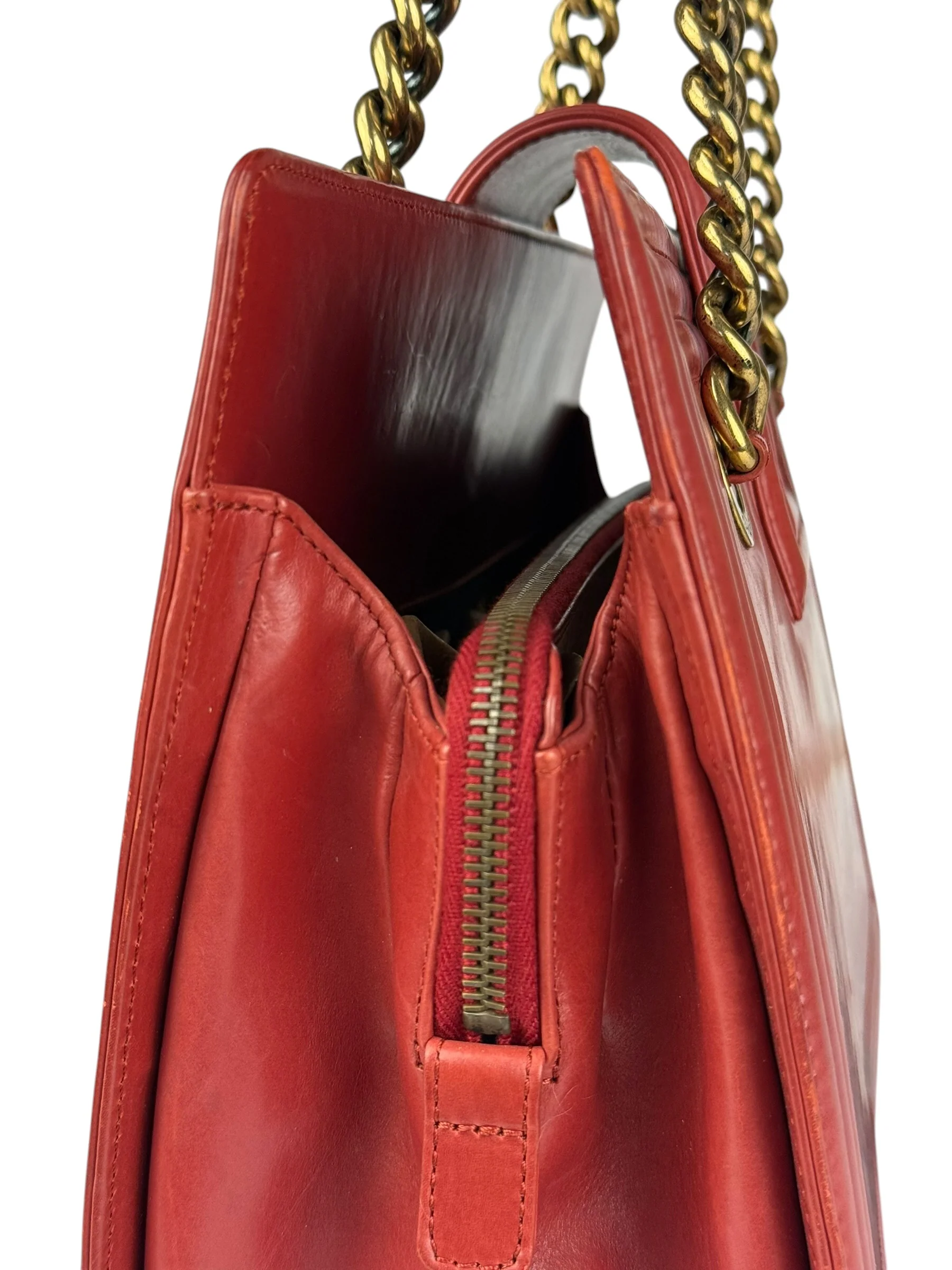 Chanel Red Leather Large Jetsetter Boy 2Way Handbag 2011 - Image 11