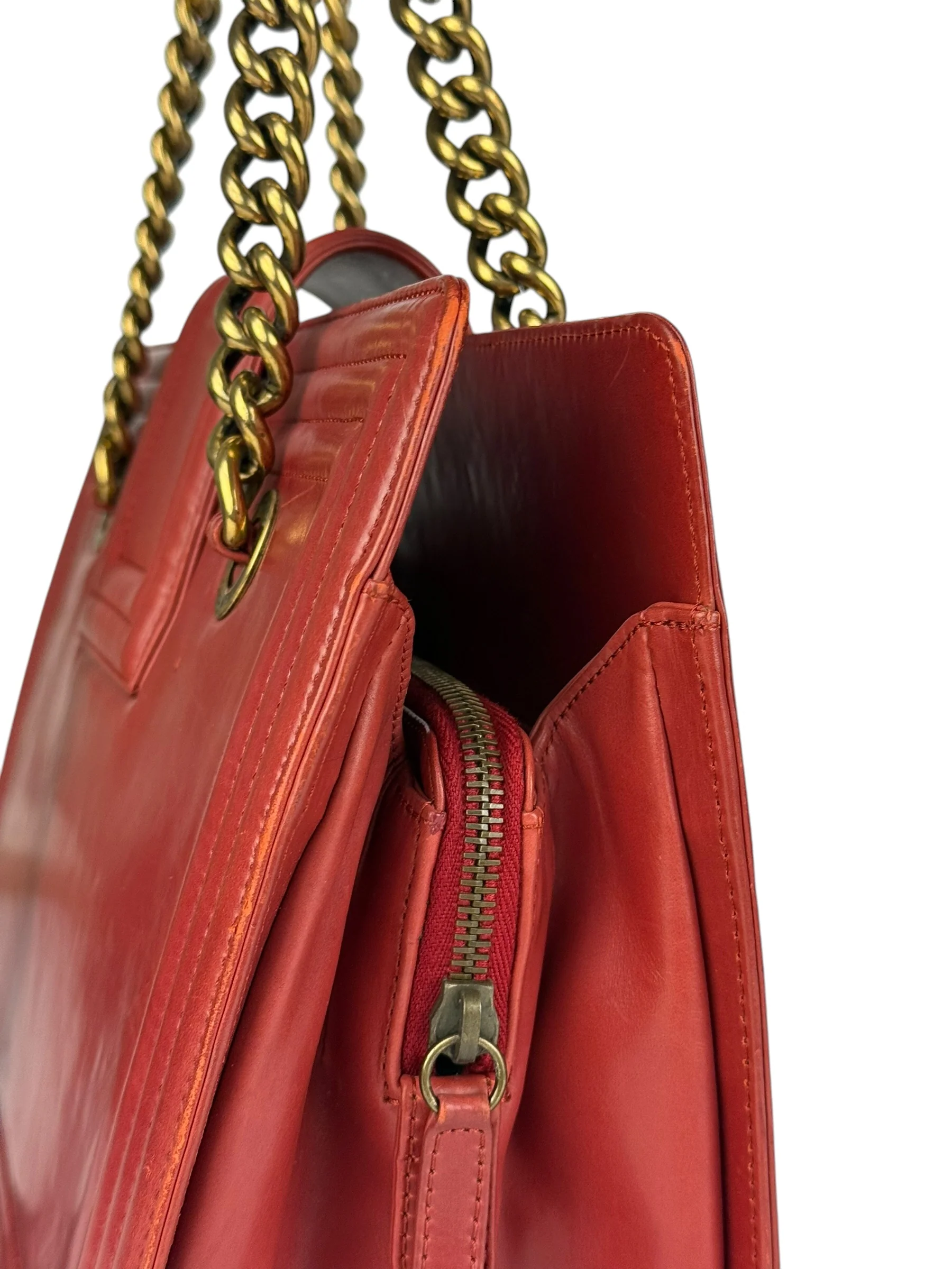 Chanel Red Leather Large Jetsetter Boy 2Way Handbag 2011 - Image 14