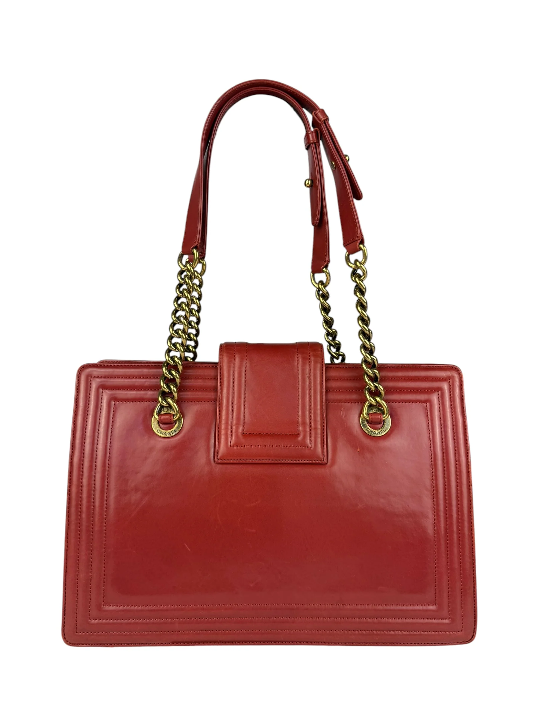 Chanel Red Leather Large Jetsetter Boy 2Way Handbag 2011 - Image 15