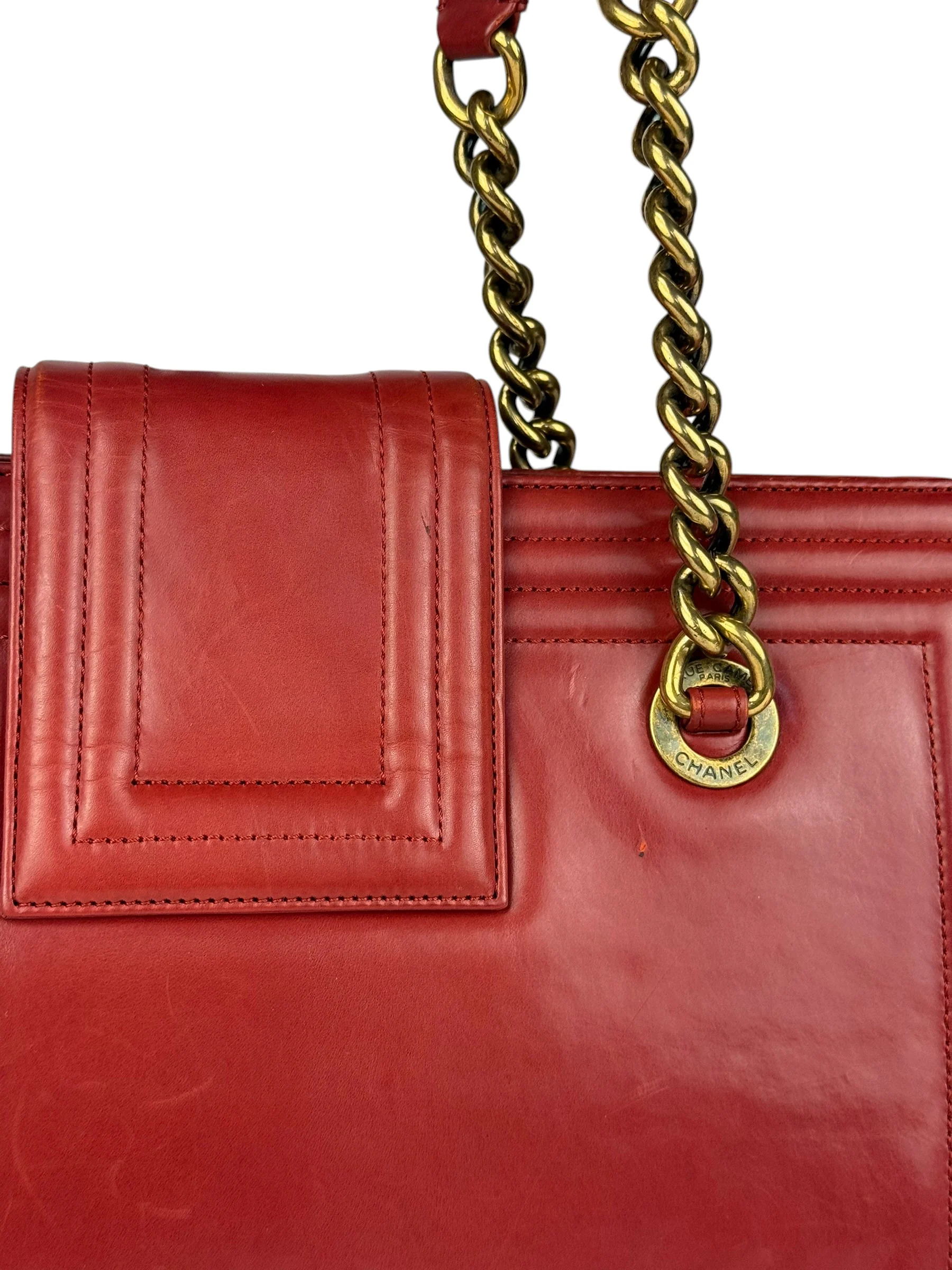 Chanel Red Leather Large Jetsetter Boy 2Way Handbag 2011 - Image 16