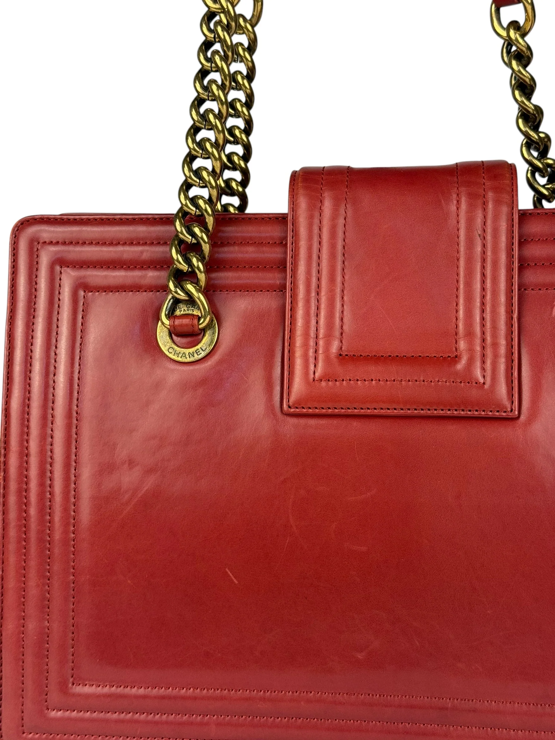 Chanel Red Leather Large Jetsetter Boy 2Way Handbag 2011 - Image 19