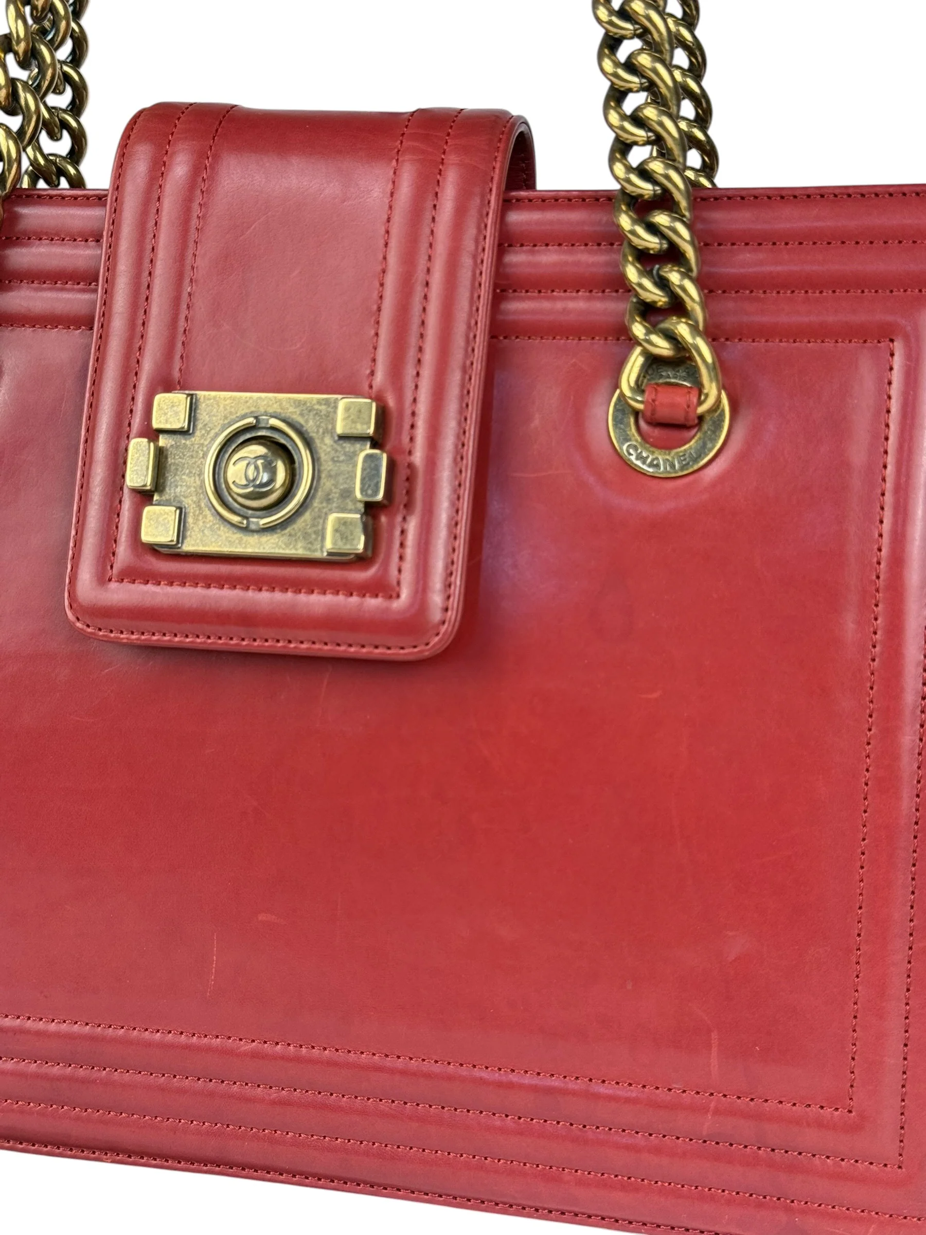 Chanel Red Leather Large Jetsetter Boy 2Way Handbag 2011 - Image 2