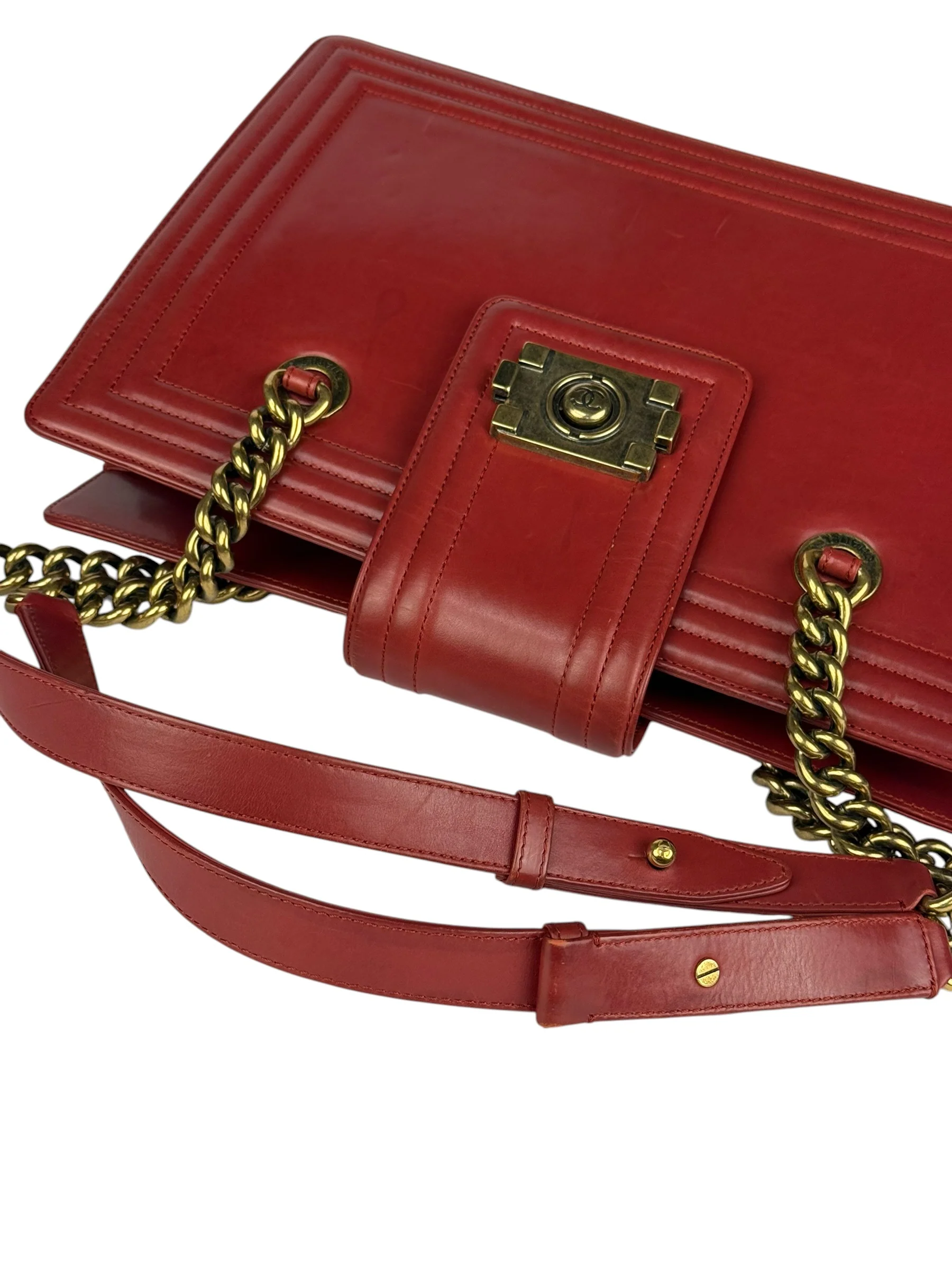 Chanel Red Leather Large Jetsetter Boy 2Way Handbag 2011 - Image 24