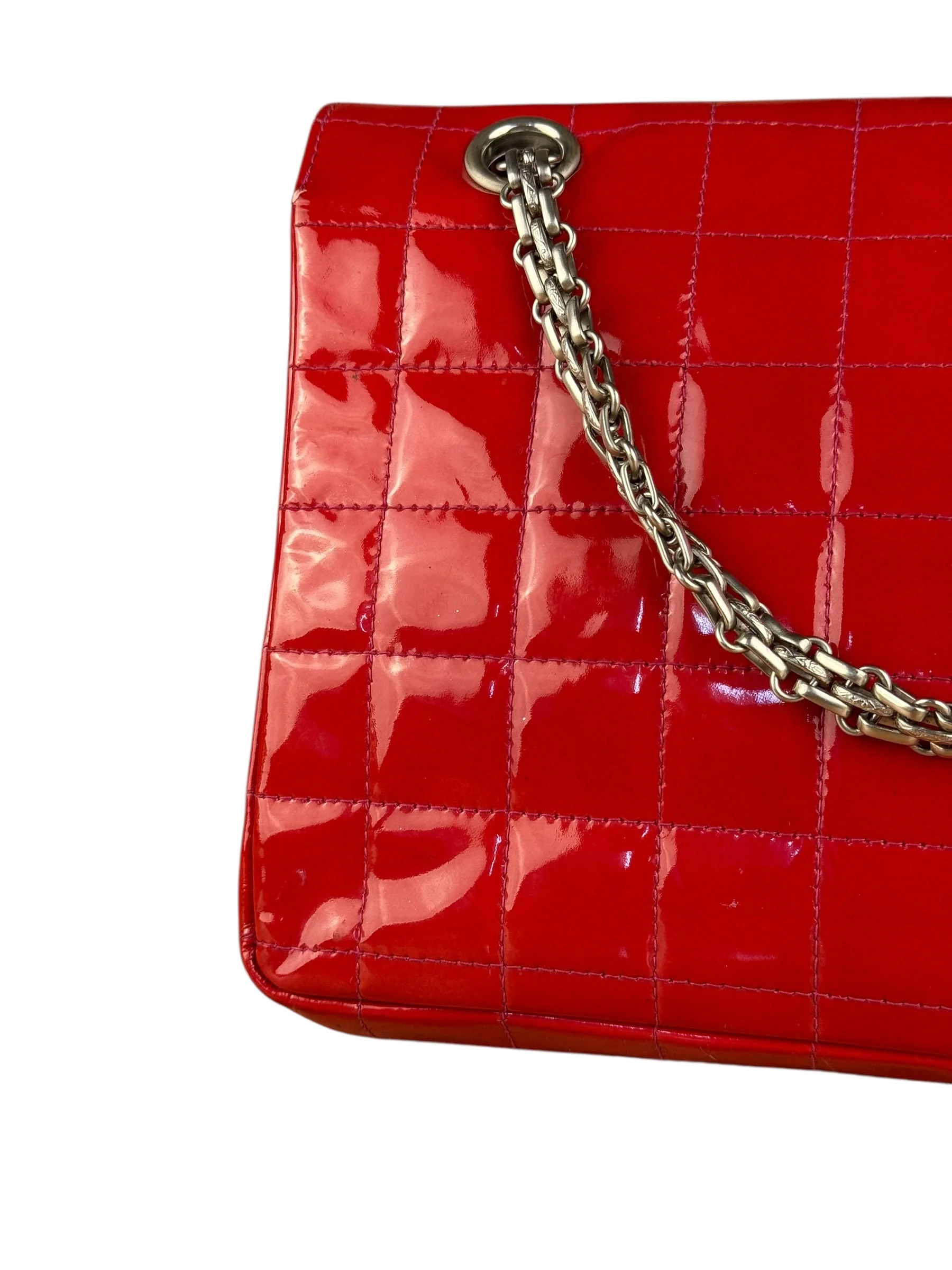 Chanel Red Patent Chocolate Bar Chain Flap Bag 2000 - Image 12