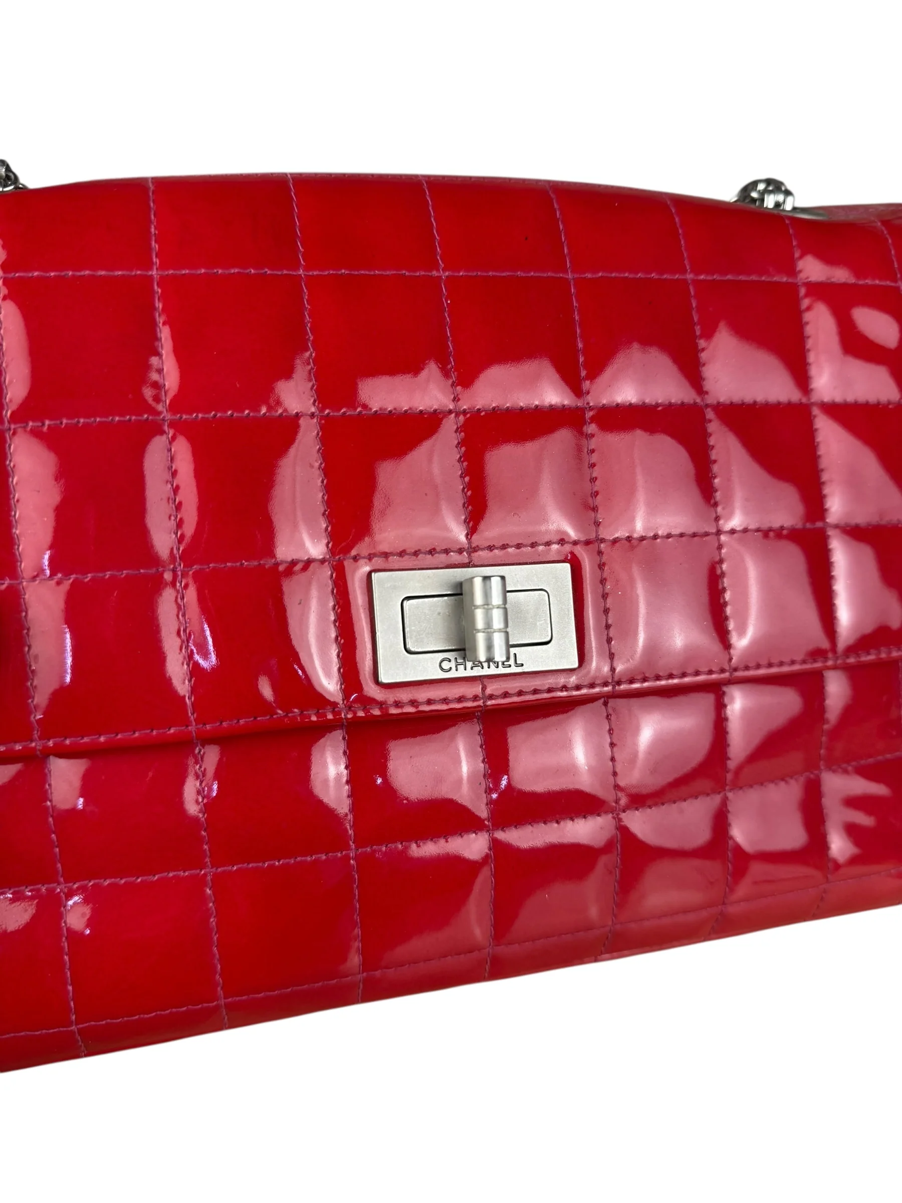 Chanel Red Patent Chocolate Bar Chain Flap Bag 2000 - Image 14