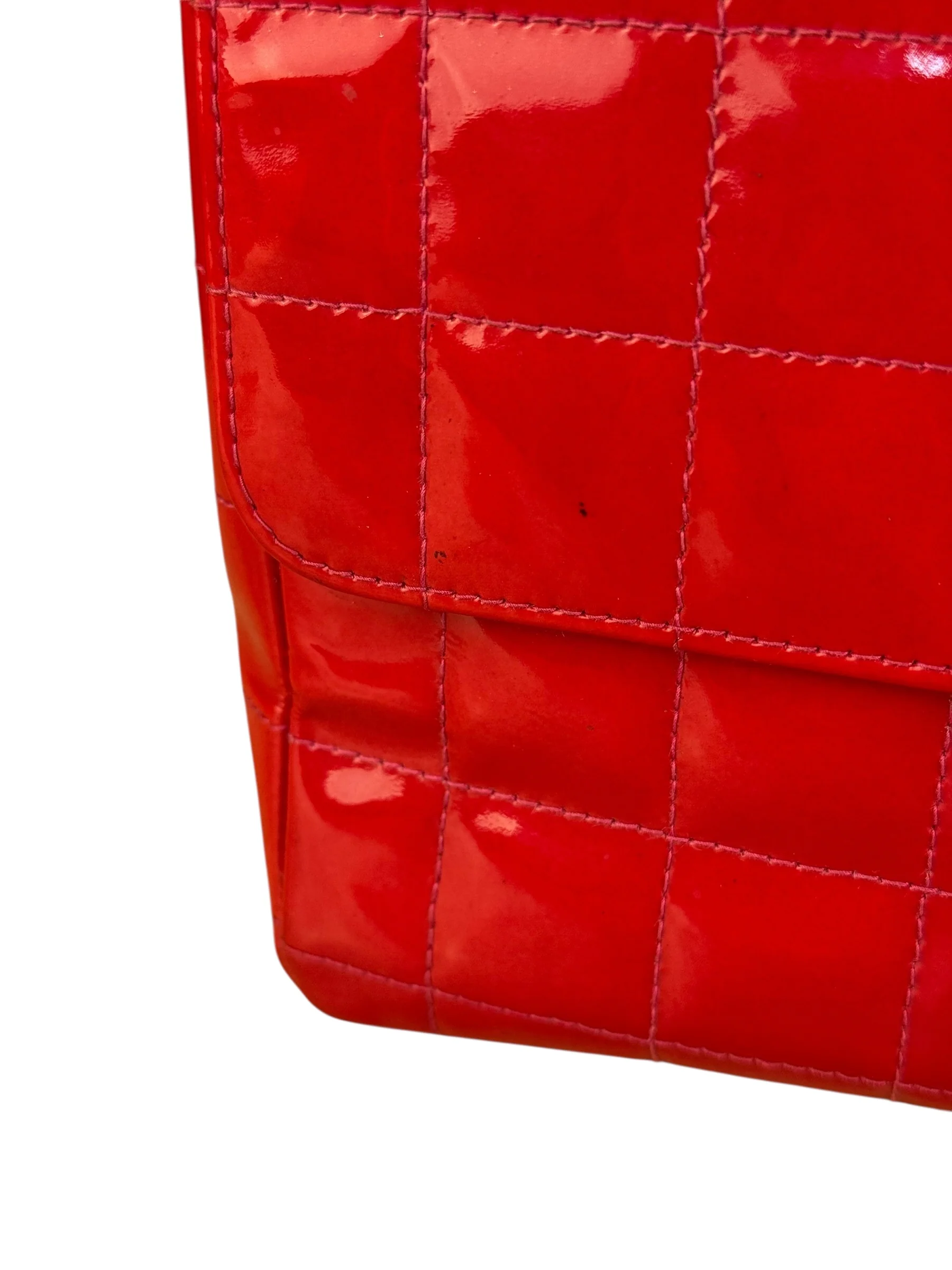 Chanel Red Patent Chocolate Bar Chain Flap Bag 2000 - Image 15