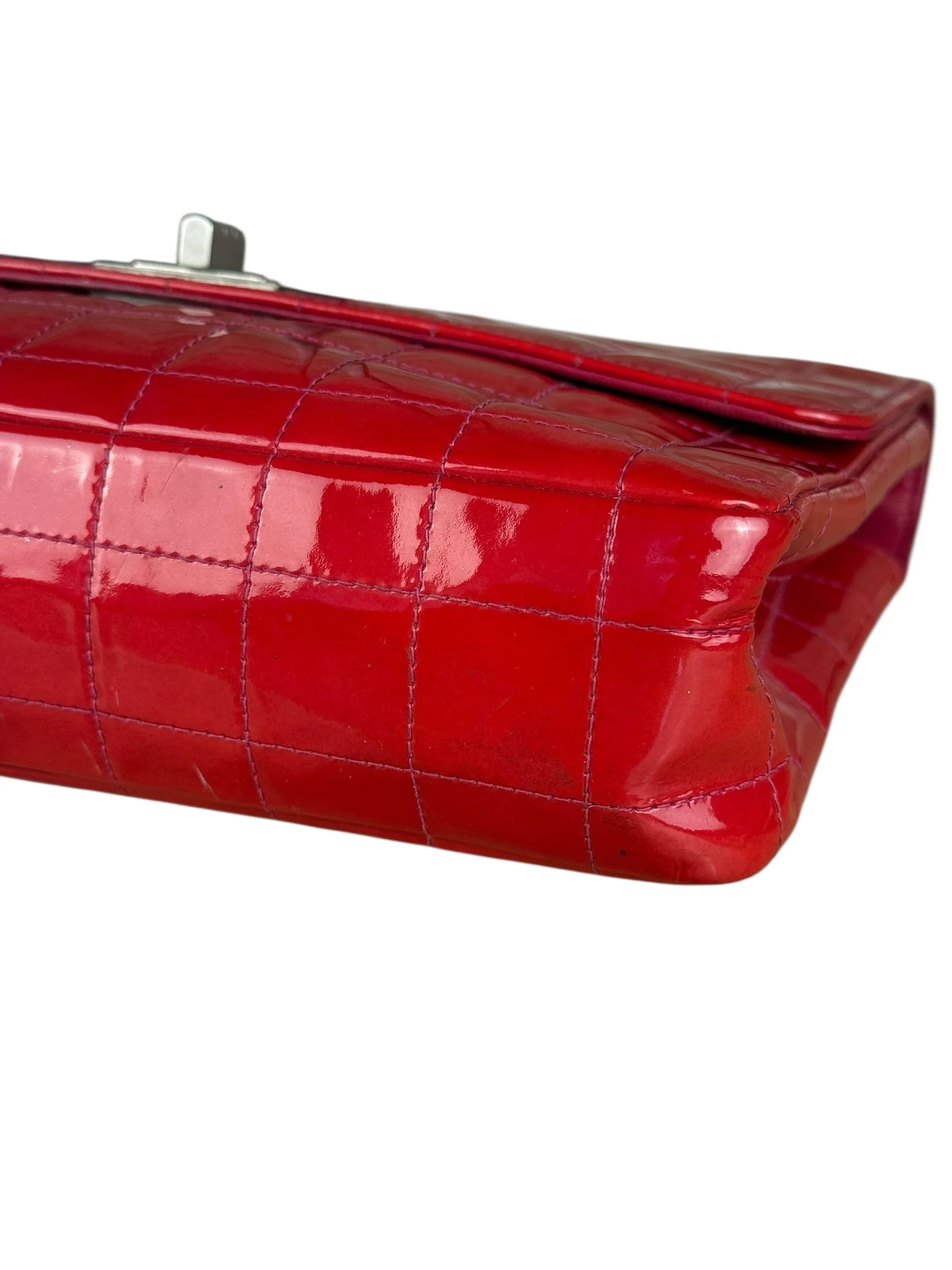 Chanel Red Patent Chocolate Bar Chain Flap Bag 2000 - Image 6