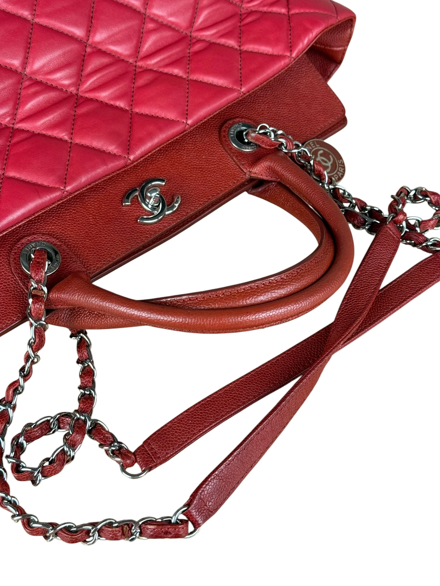 Chanel Red Quilted Caviar Be CC 2Way Tote Bag 2014 - Image 12