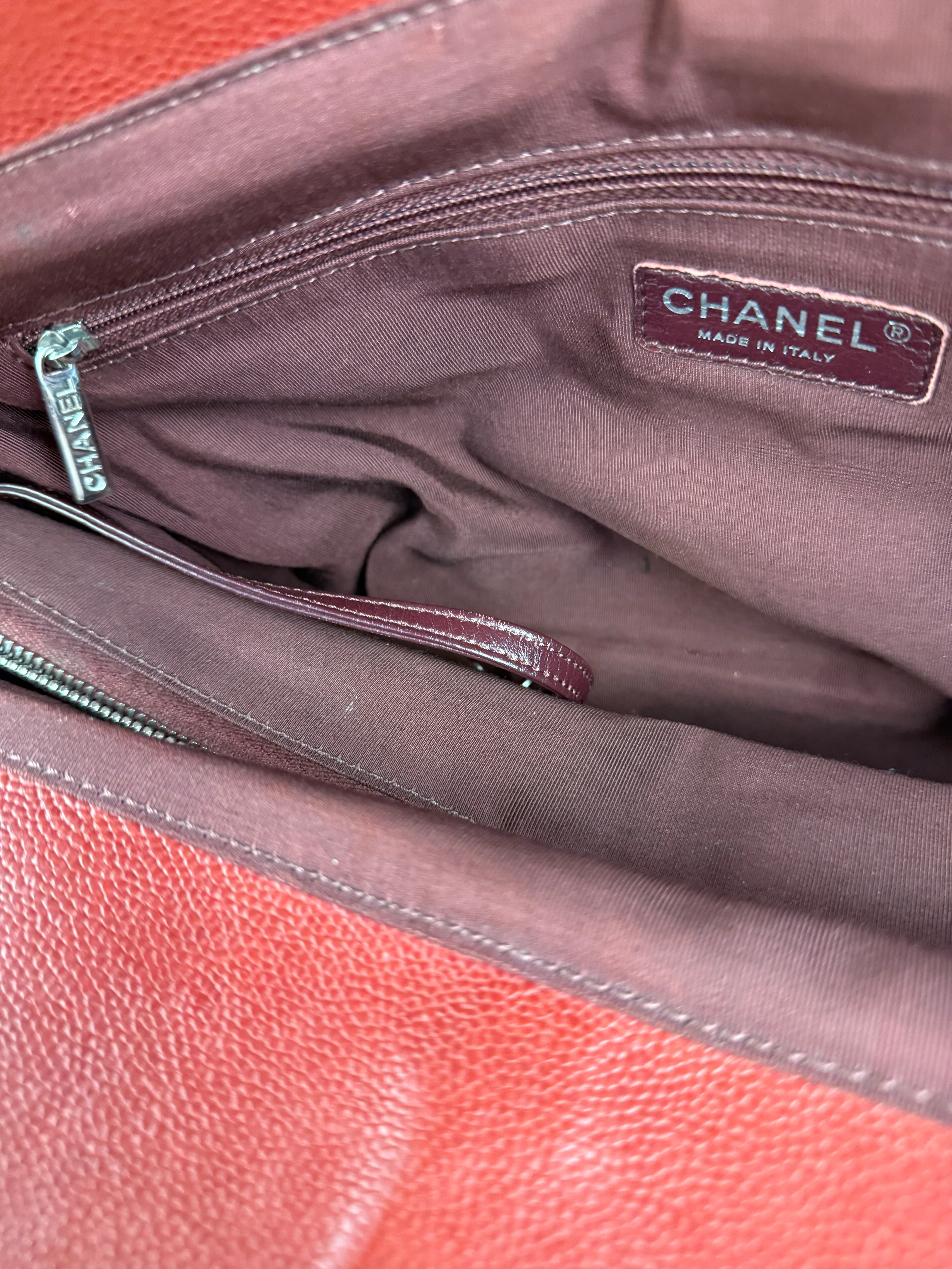 Chanel Red Quilted Caviar Be CC 2Way Tote Bag 2014 - Image 13