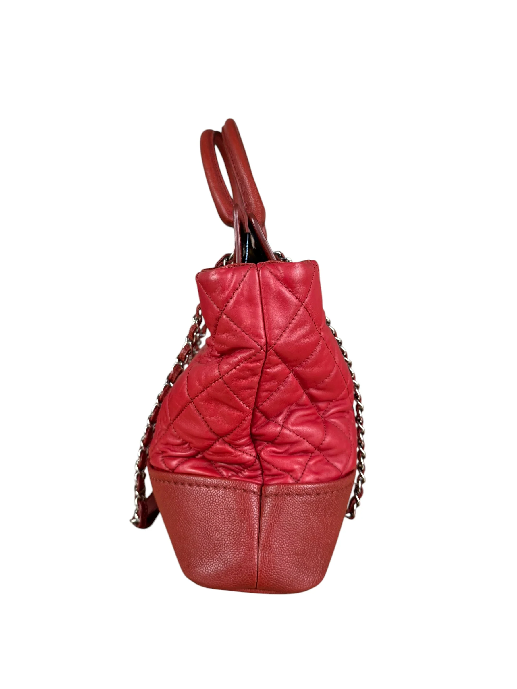 Chanel Red Quilted Caviar Be CC 2Way Tote Bag 2014 - Image 5