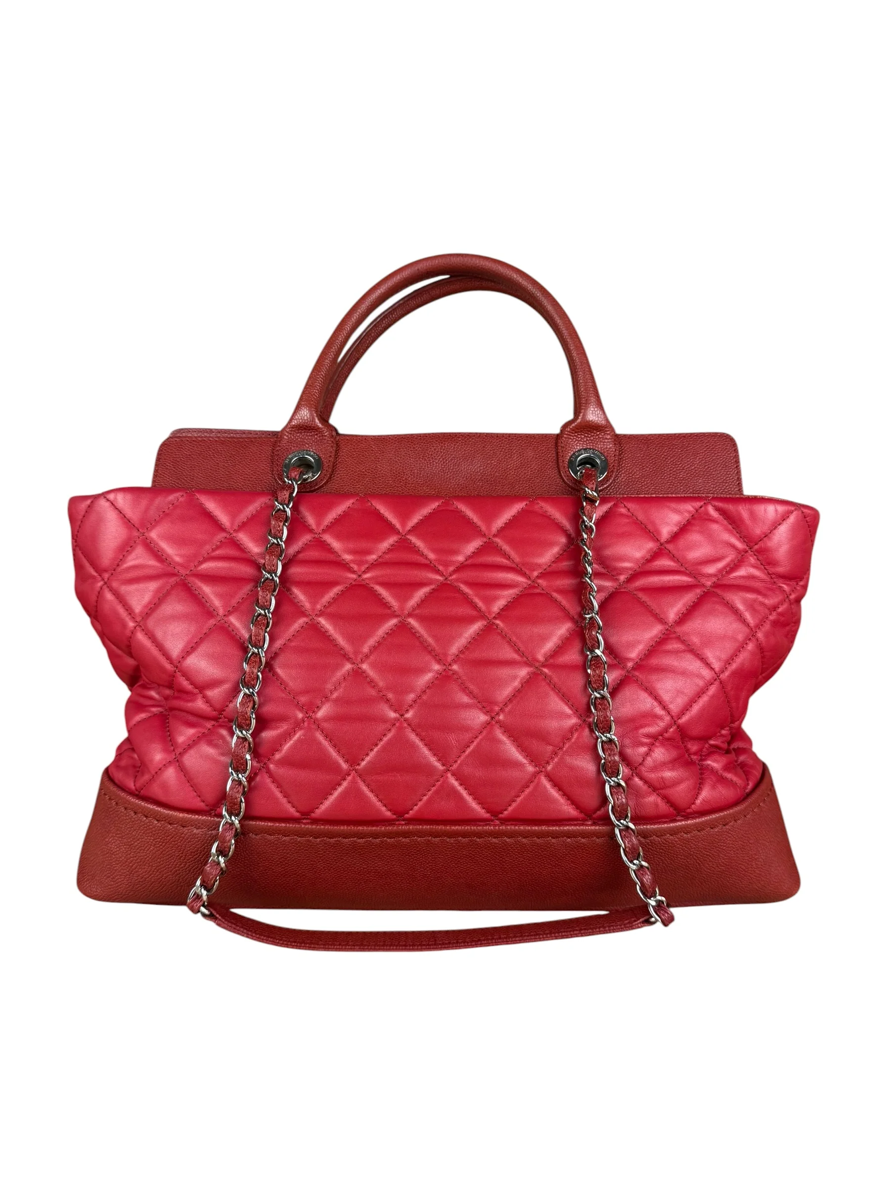 Chanel Red Quilted Caviar Be CC 2Way Tote Bag 2014 - Image 6