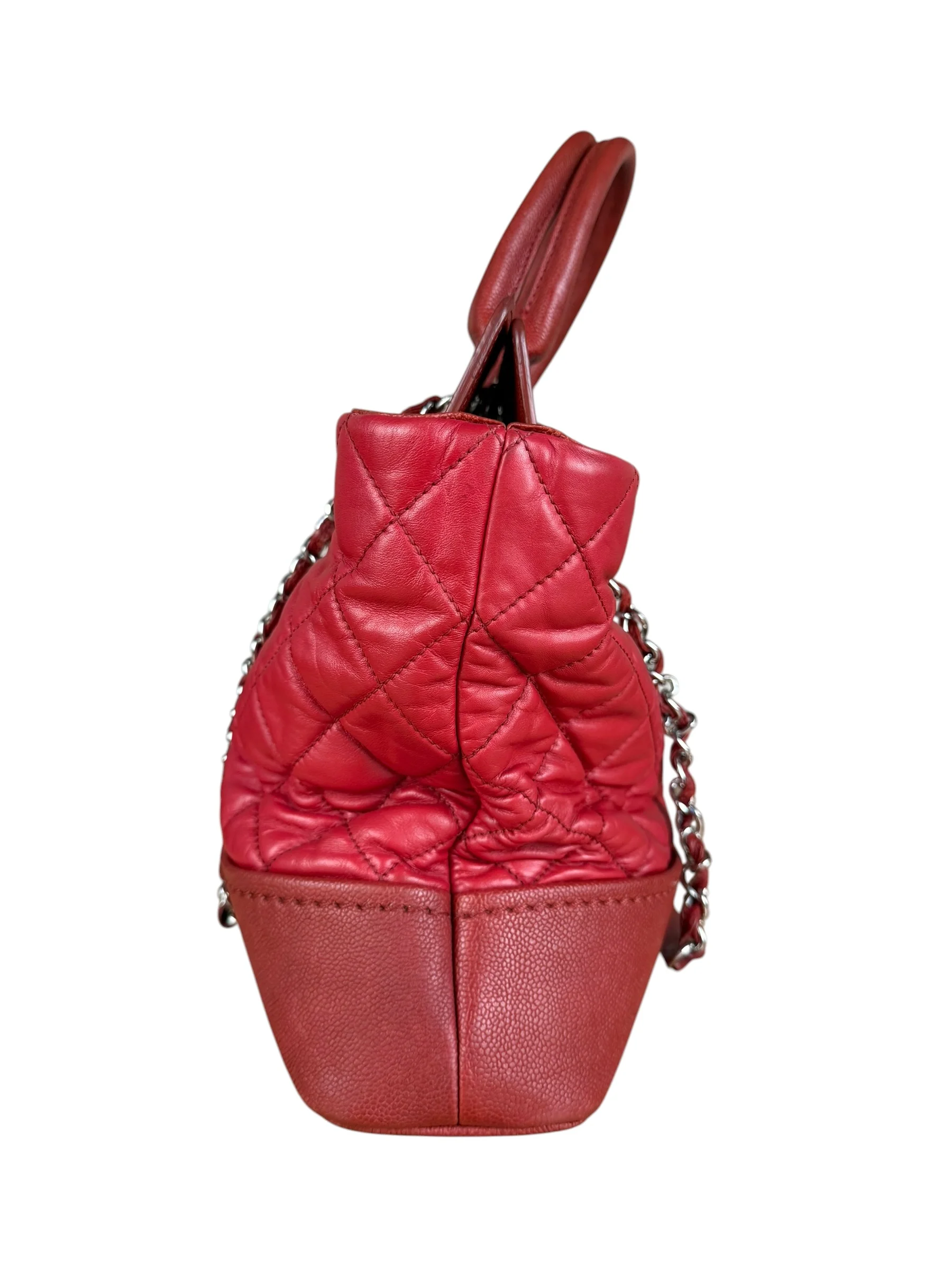 Chanel Red Quilted Caviar Be CC 2Way Tote Bag 2014 - Image 7
