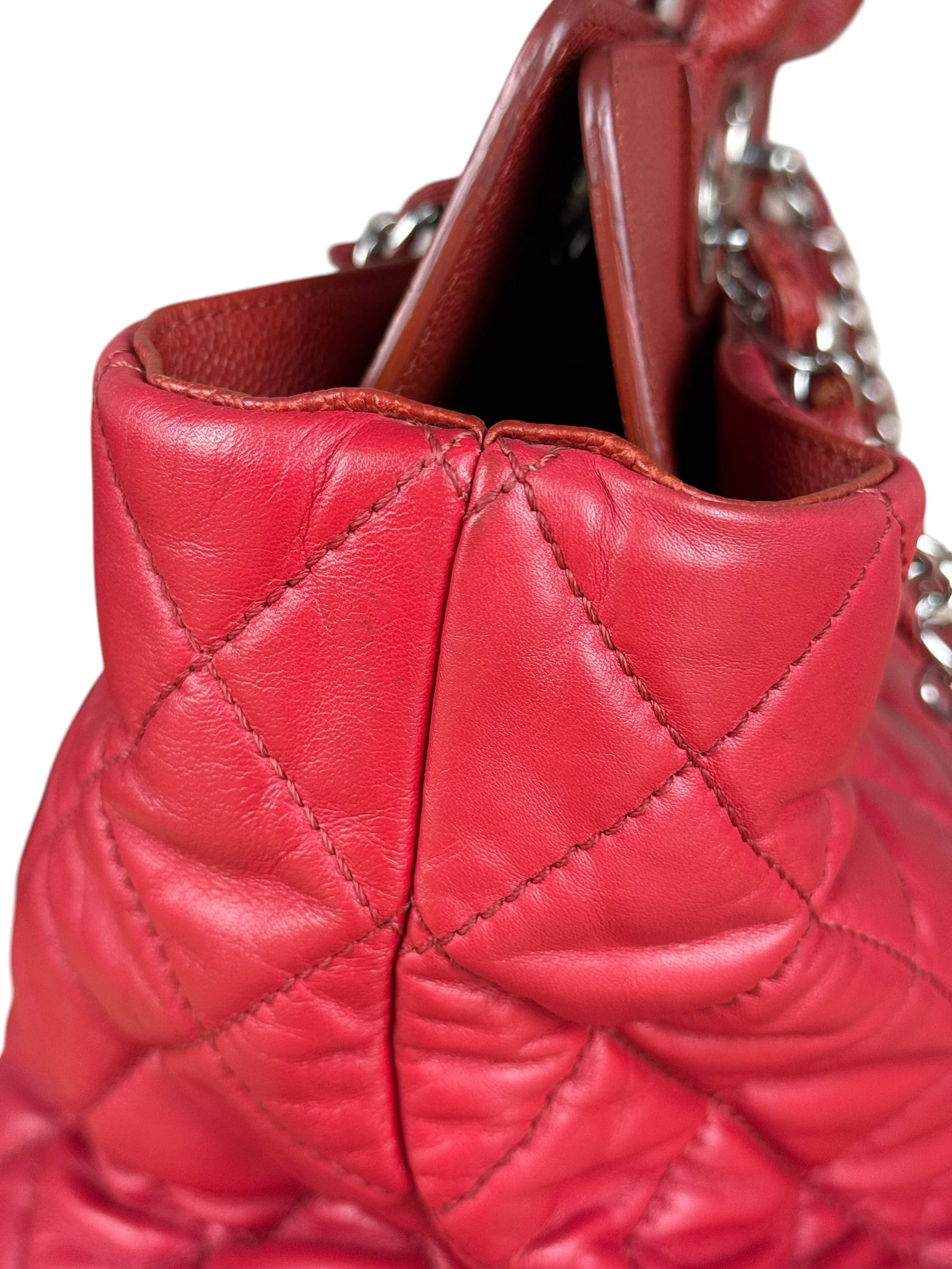 Chanel Red Quilted Caviar Be CC 2Way Tote Bag 2014 - Image 8