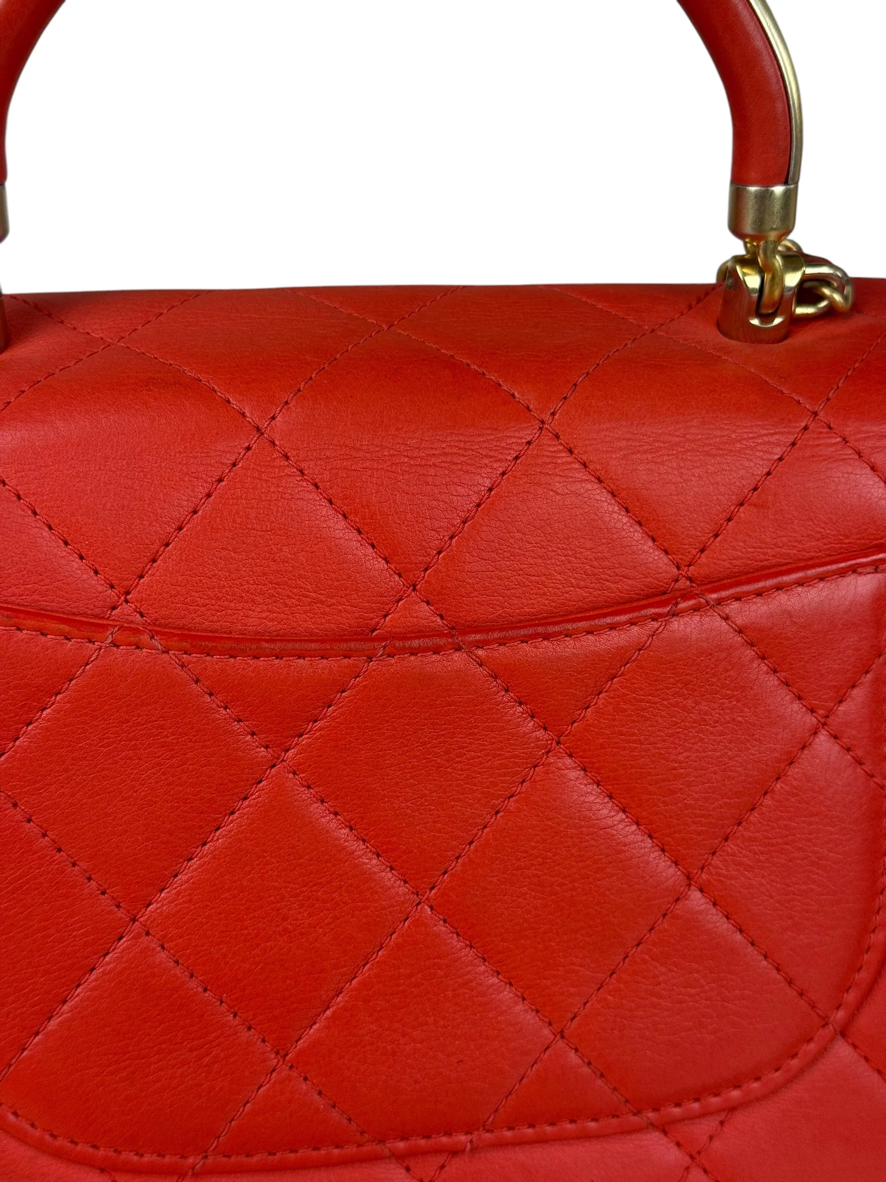 Chanel Red Quilted Coco Handle 2Way Handbag 2019 - Image 10