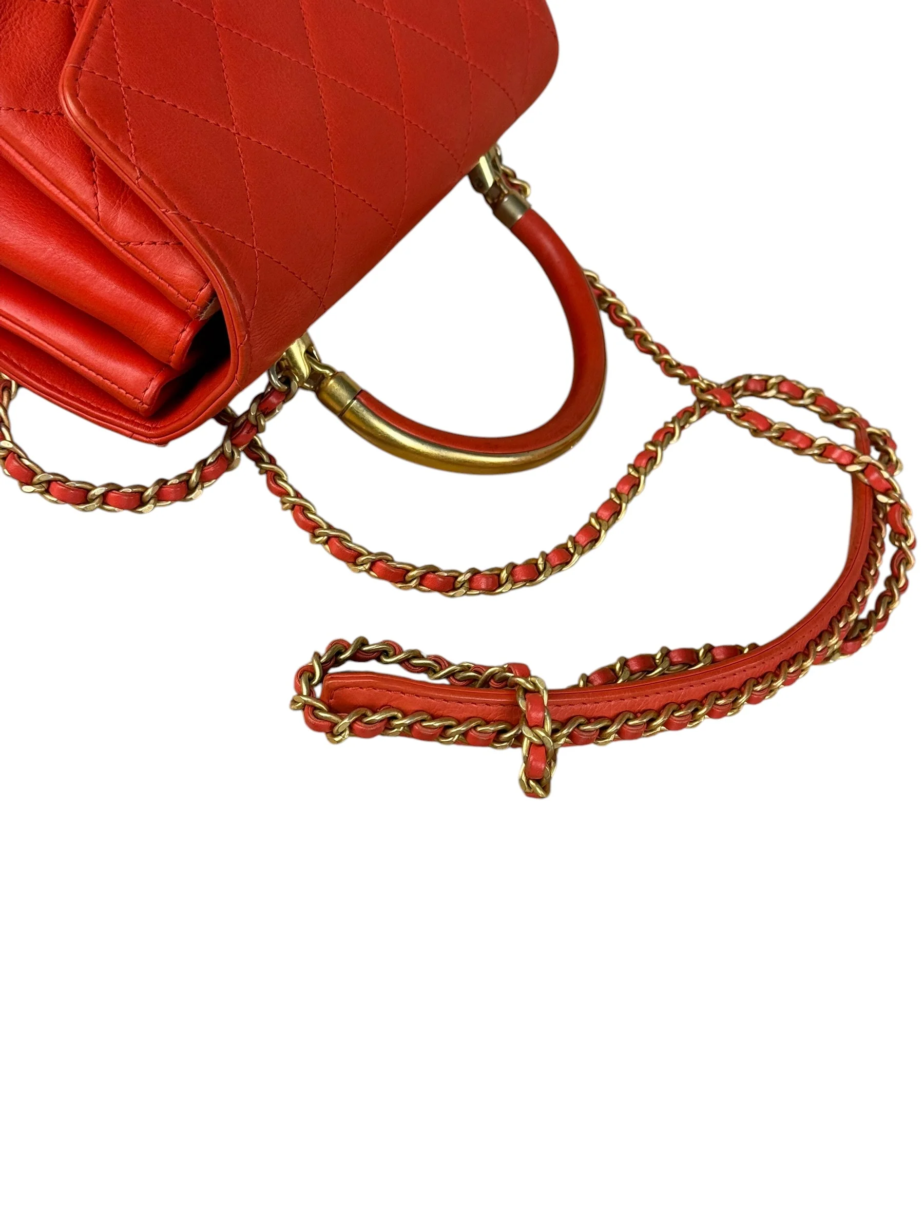 Chanel Red Quilted Coco Handle 2Way Handbag 2019 - Image 15