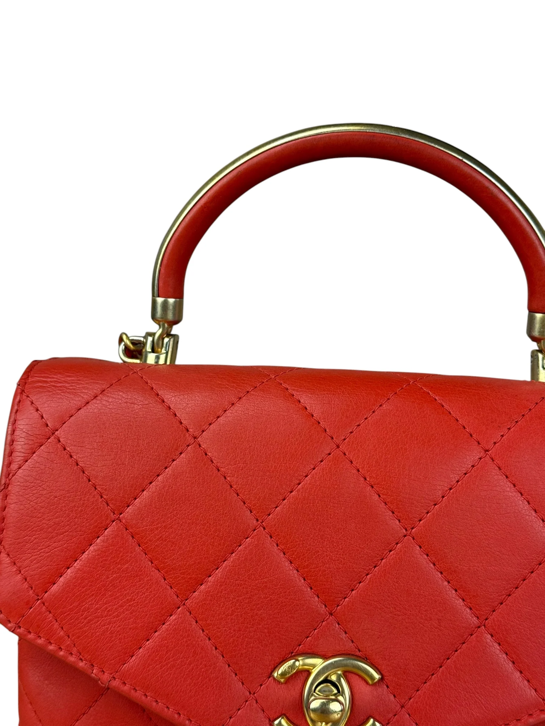 Chanel Red Quilted Coco Handle 2Way Handbag 2019 - Image 4