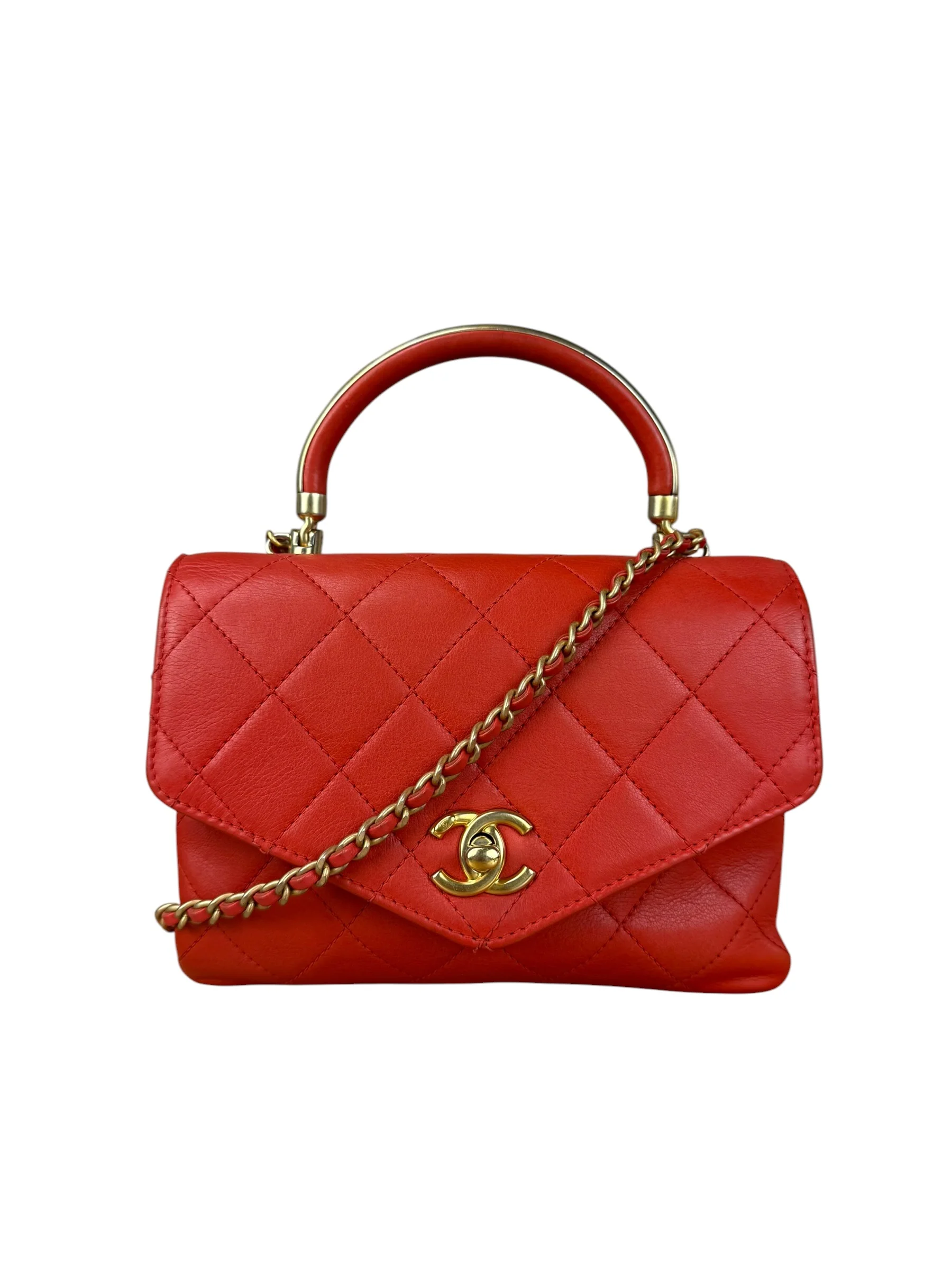 Chanel Red Quilted Coco Handle 2Way Handbag 2019 - Image 5