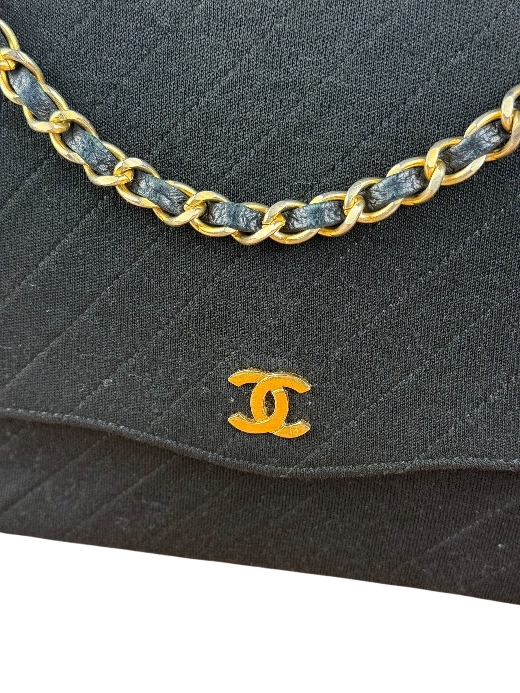 Chanel Vintage Black Cotton Quilted Flap Bag - Image 3