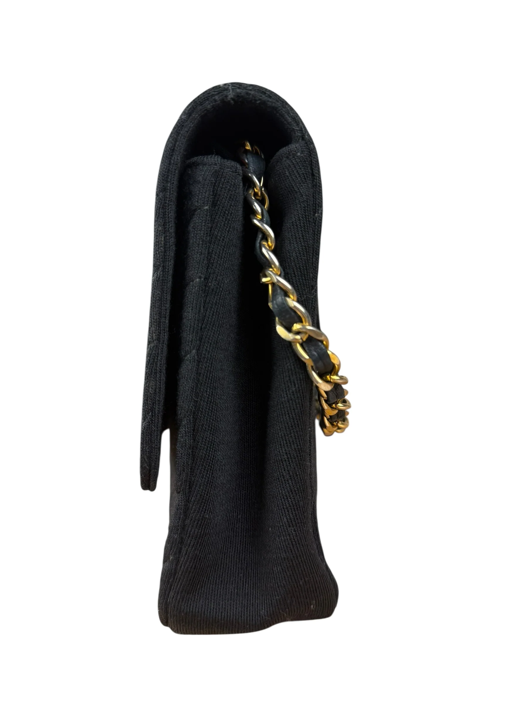 Chanel Vintage Black Cotton Quilted Flap Bag - Image 4