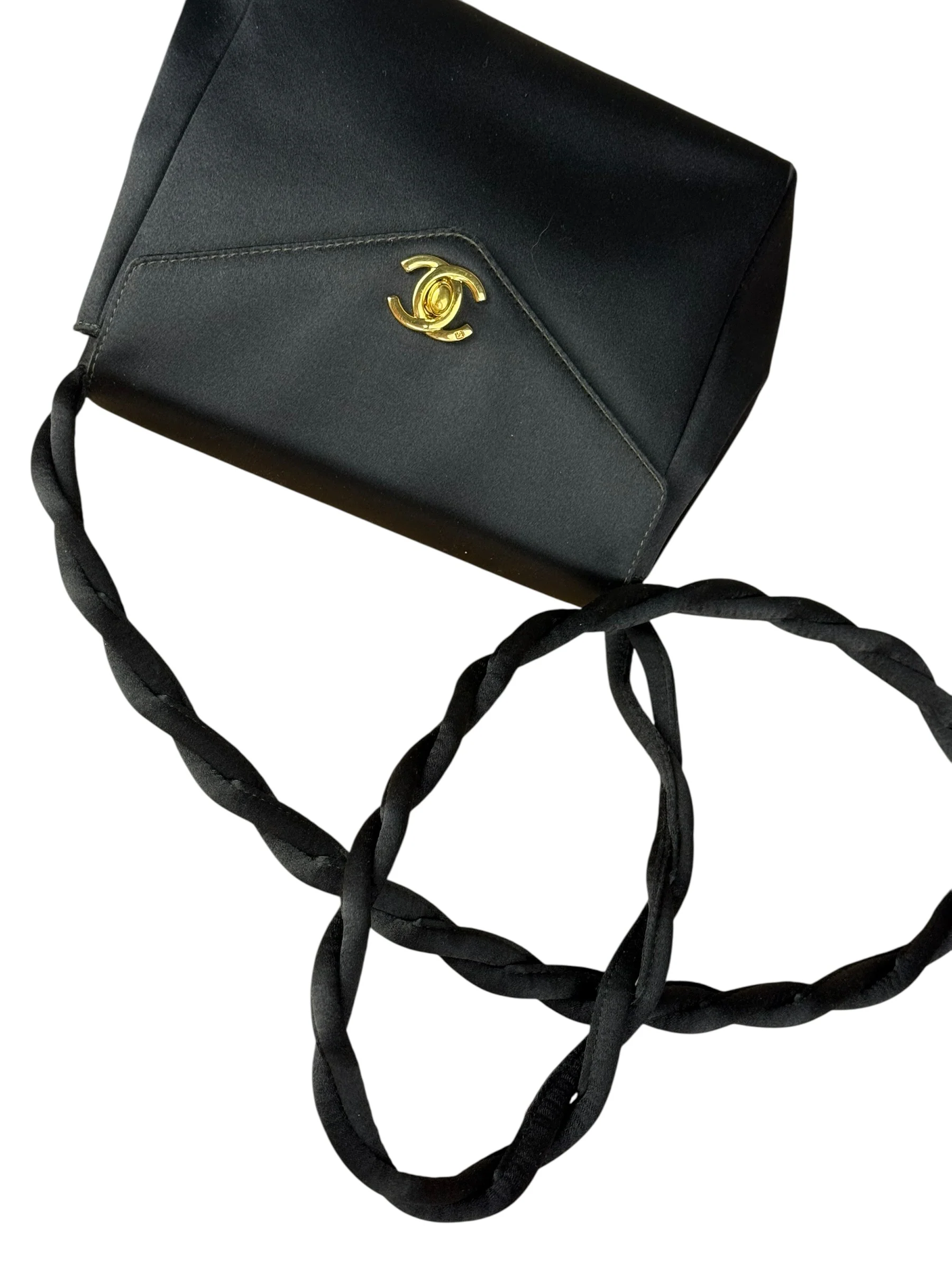 Chanel Vintage Black Mini Satin Flap Braided Shoulder Bag - Image 12