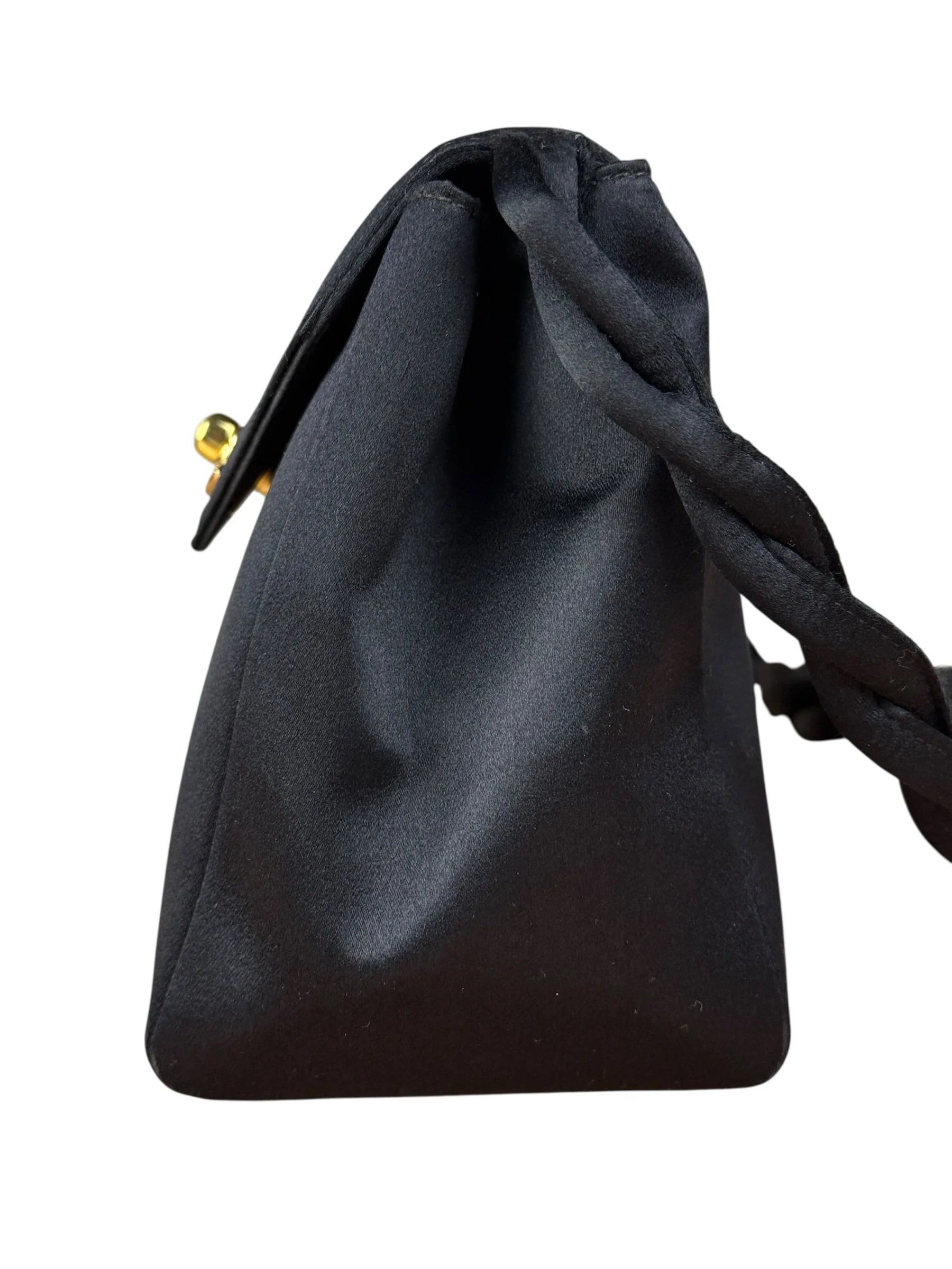 Chanel Vintage Black Mini Satin Flap Braided Shoulder Bag - Image 5
