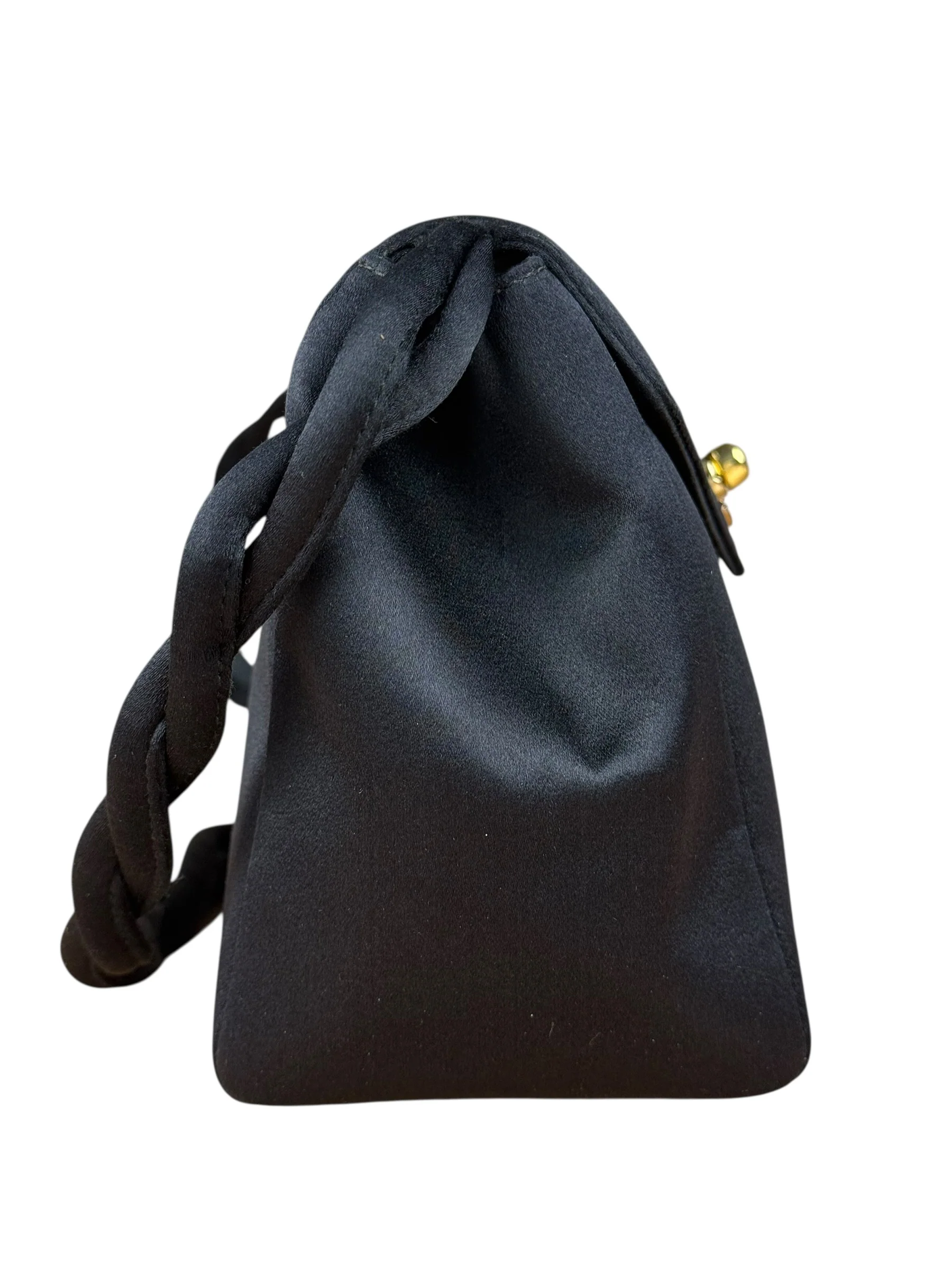 Chanel Vintage Black Mini Satin Flap Braided Shoulder Bag - Image 6