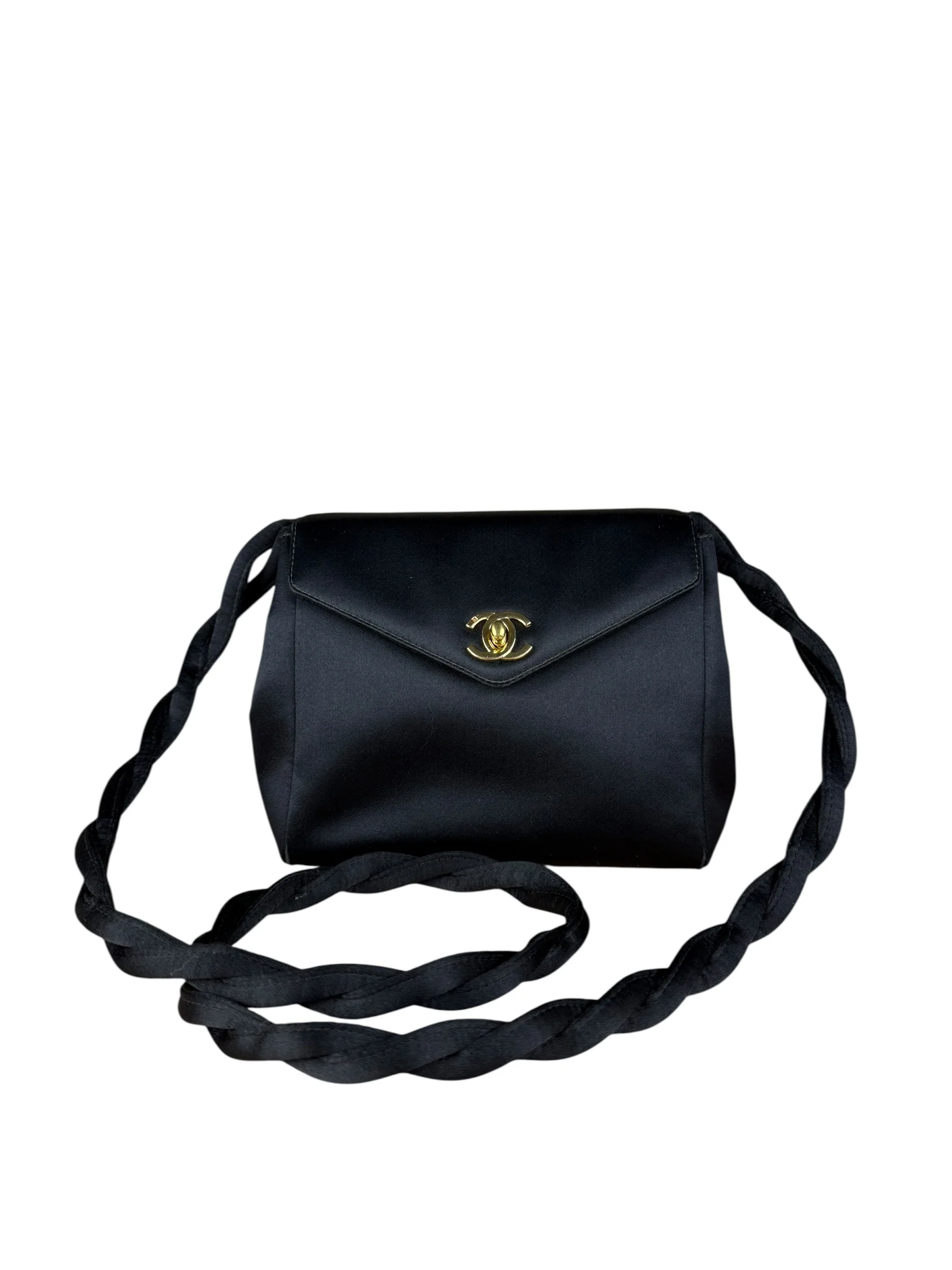 Chanel Vintage Black Mini Satin Flap Braided Shoulder Bag - Image 8