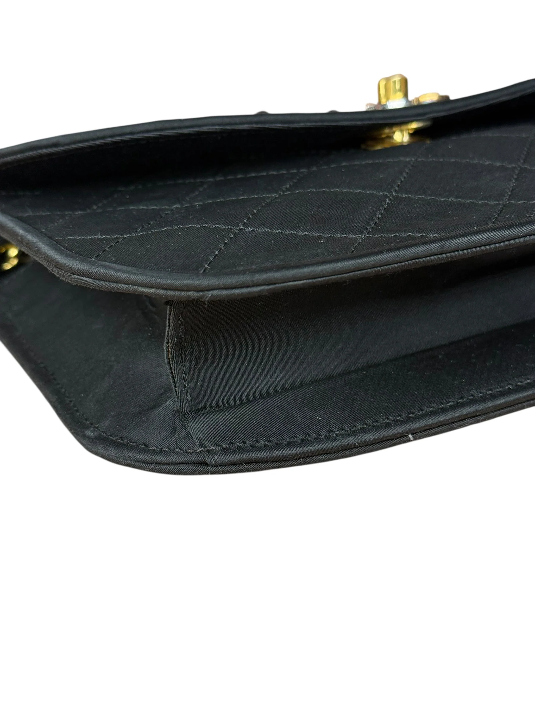Chanel Vintage CC Black Satin Half-Moon Flap Bag 1991-1992 - Image 10
