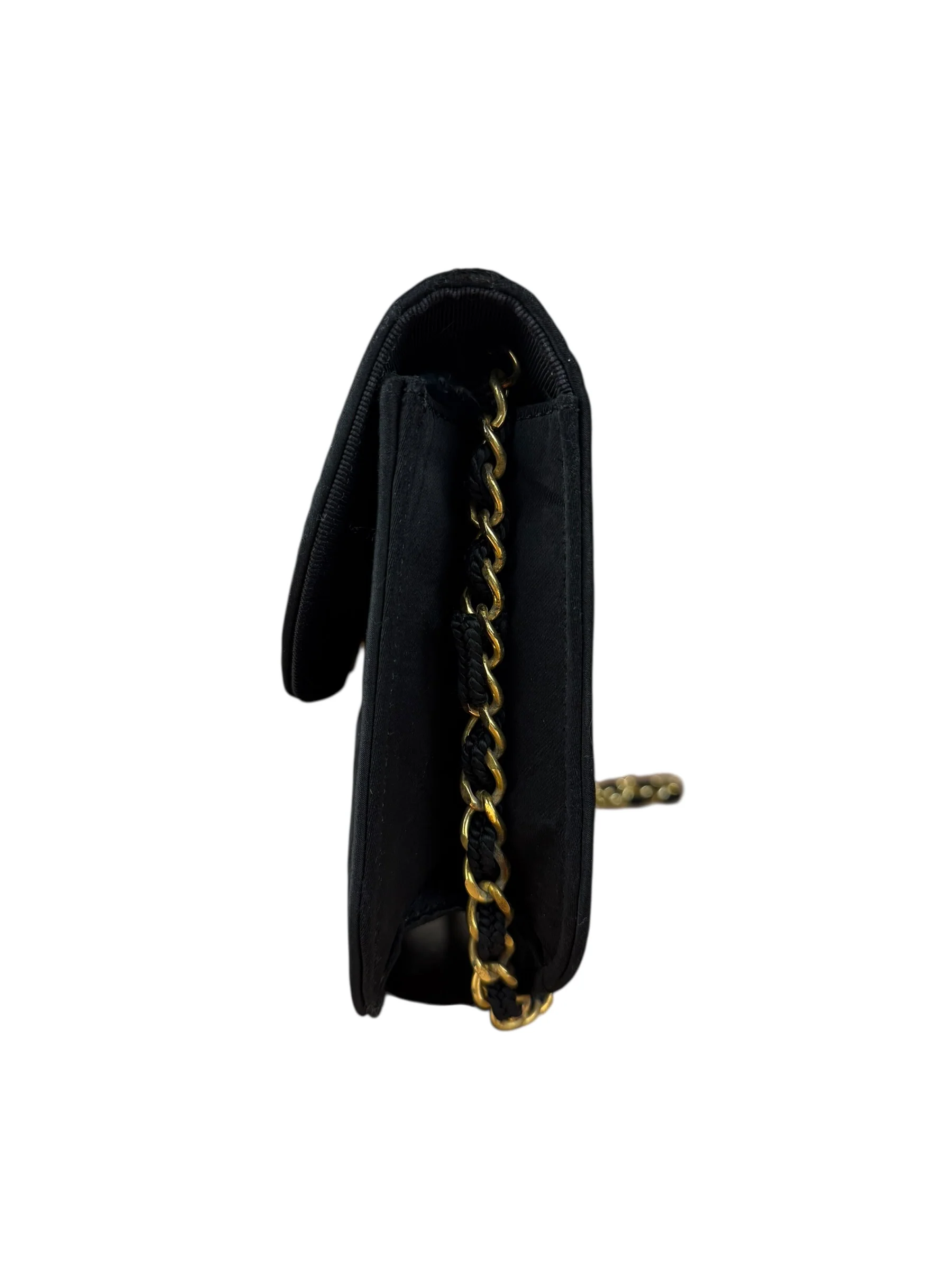 Chanel Vintage CC Black Satin Half-Moon Flap Bag 1991-1992 - Image 4