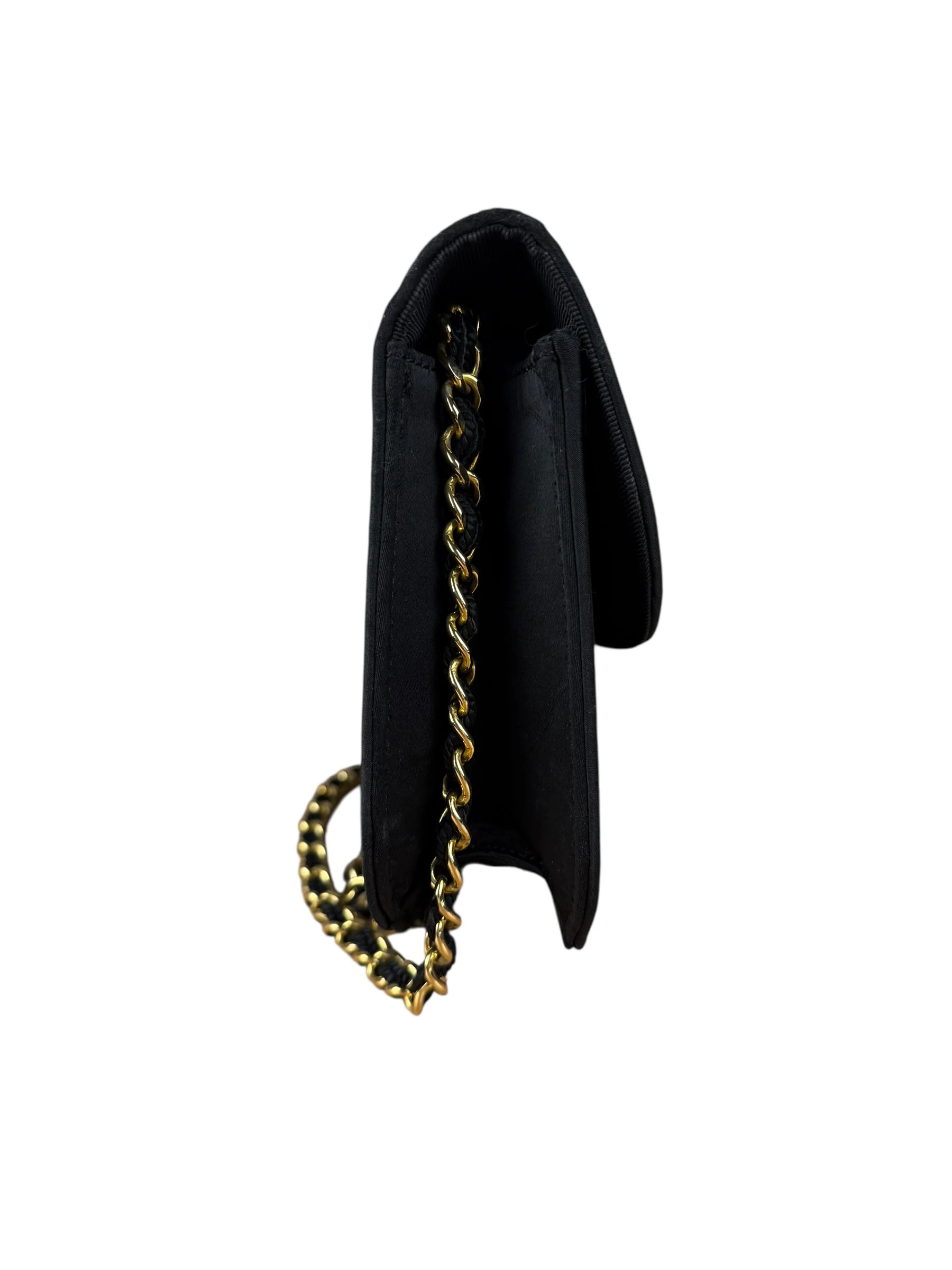 Chanel Vintage CC Black Satin Half-Moon Flap Bag 1991-1992 - Image 5