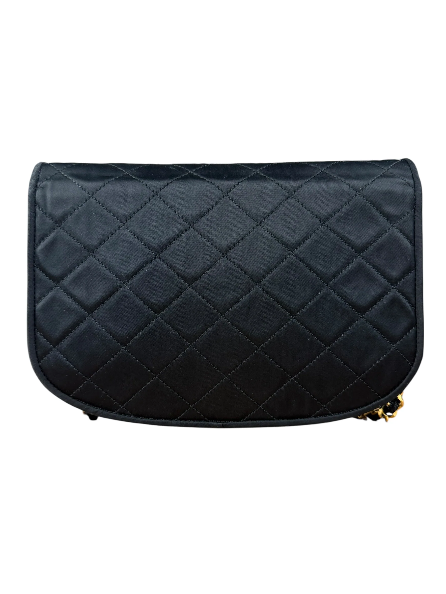 Chanel Vintage CC Black Satin Half-Moon Flap Bag 1991-1992 - Image 6