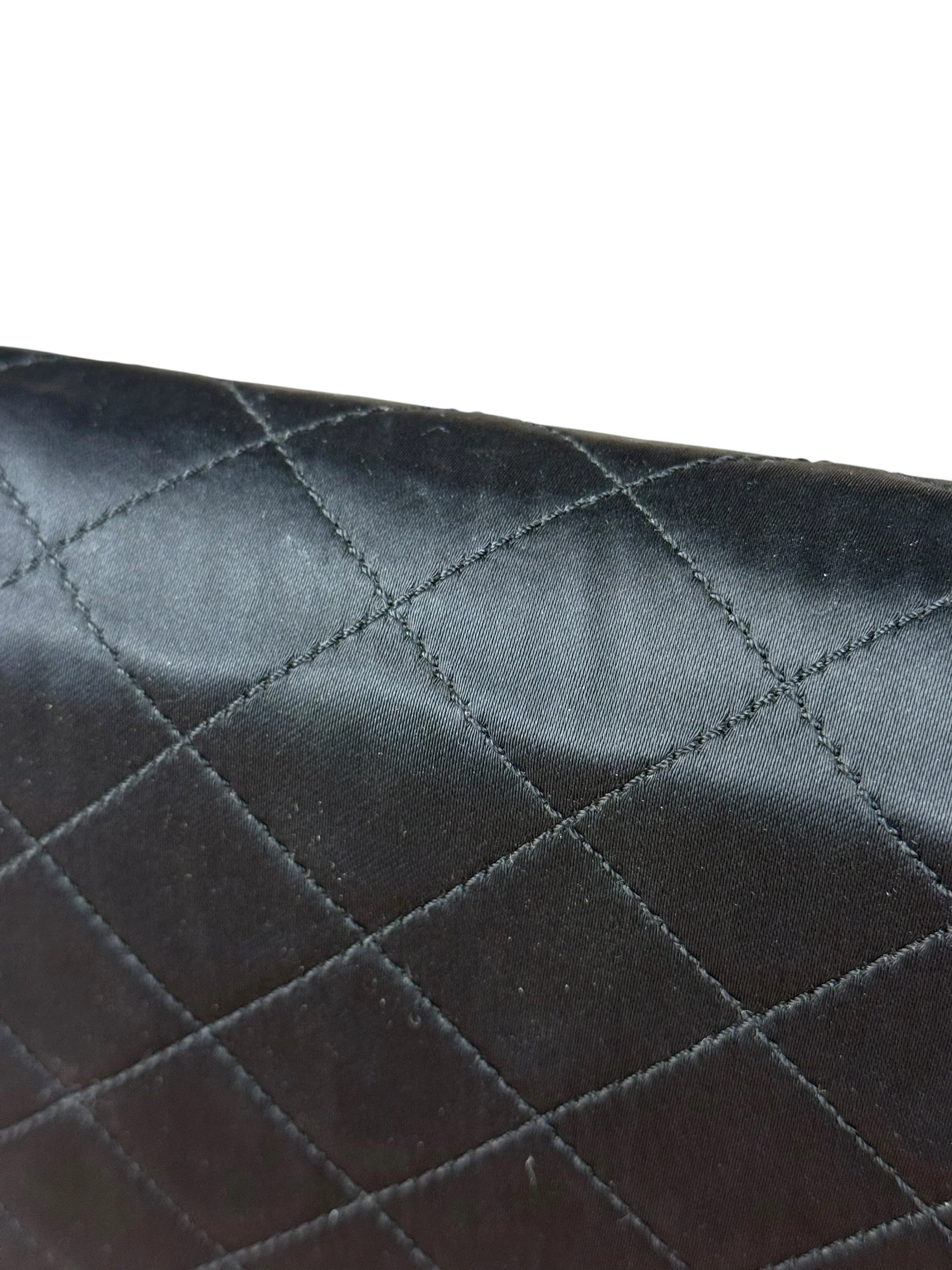 Chanel Vintage CC Black Satin Half-Moon Flap Bag 1991-1992 - Image 7