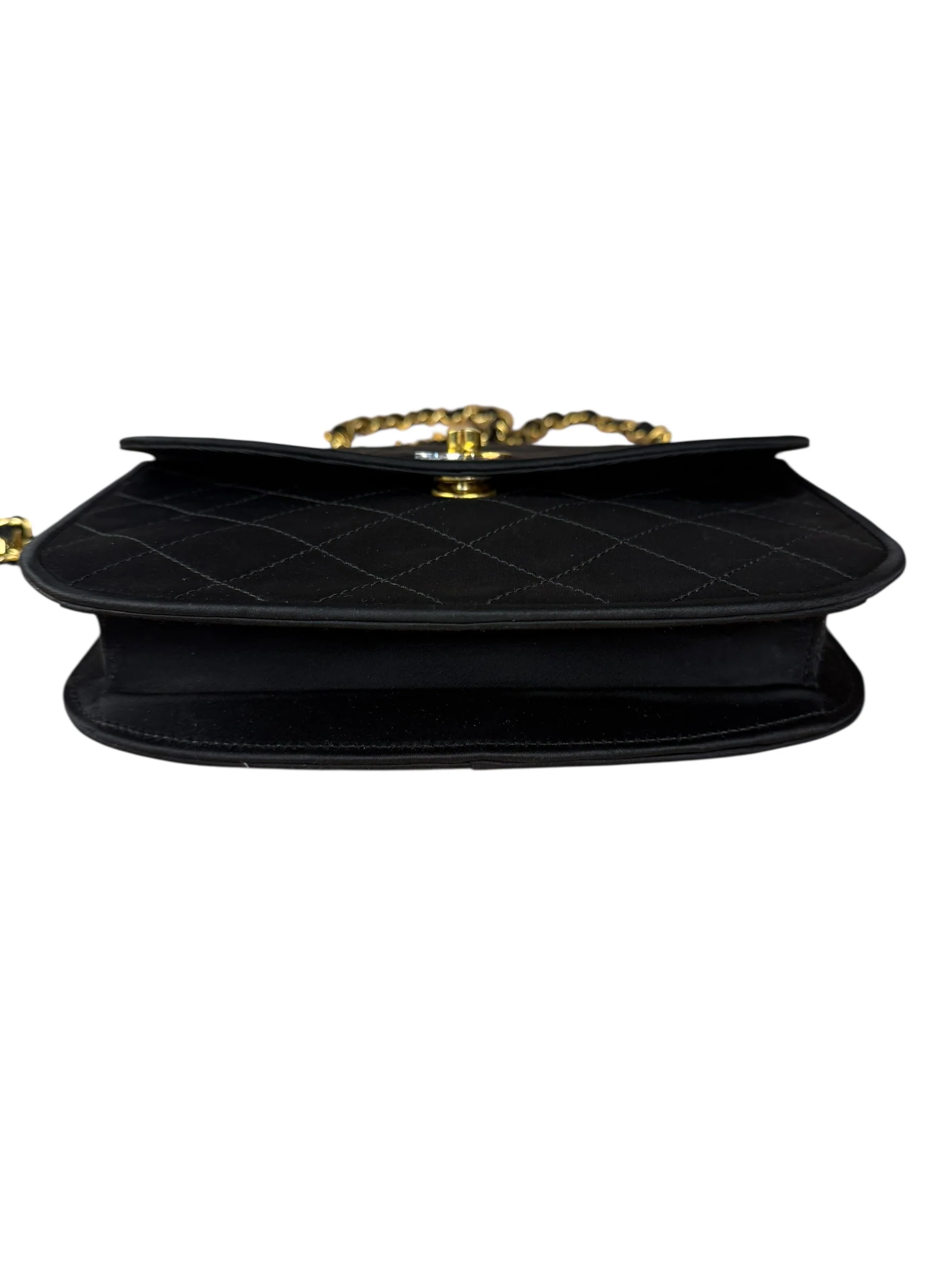 Chanel Vintage CC Black Satin Half-Moon Flap Bag 1991-1992 - Image 8