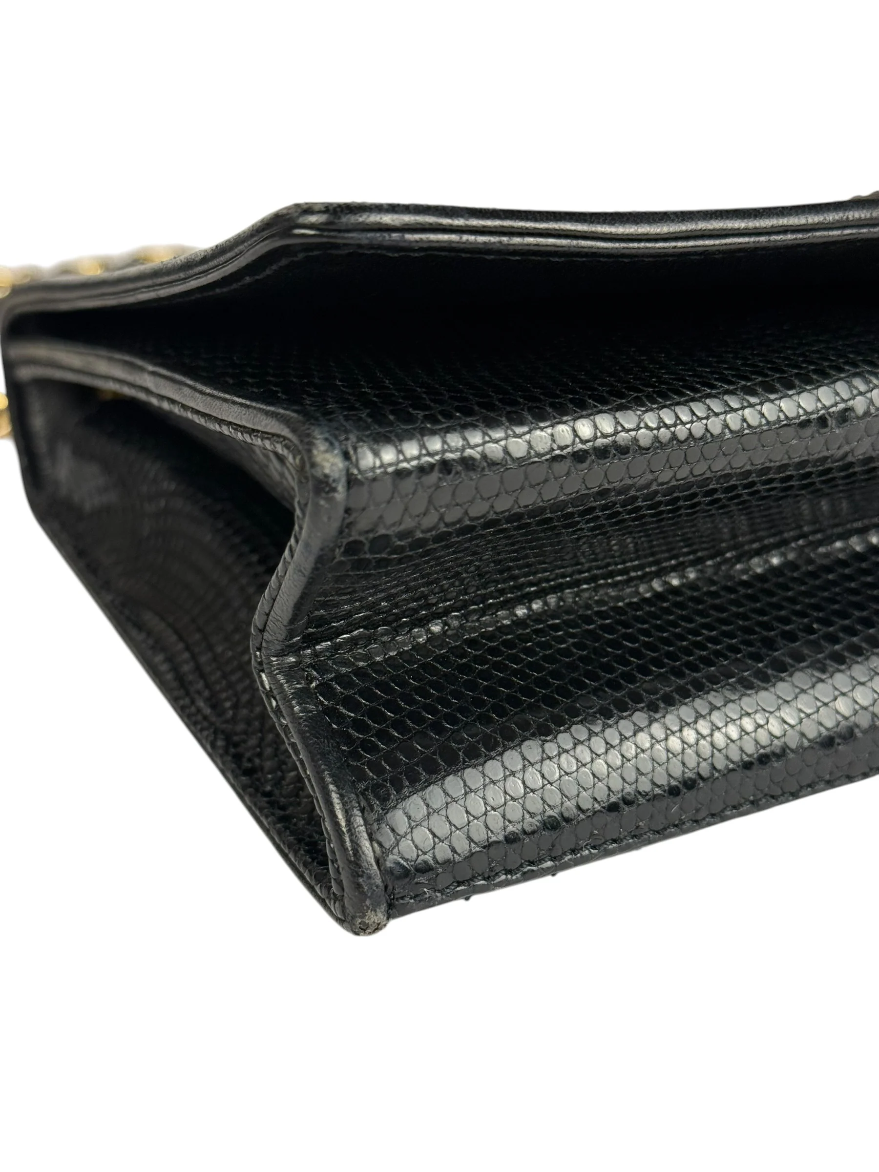 Chanel Vintage CC Stitch Lizard Flap Chain Bag 1988 - Image 10