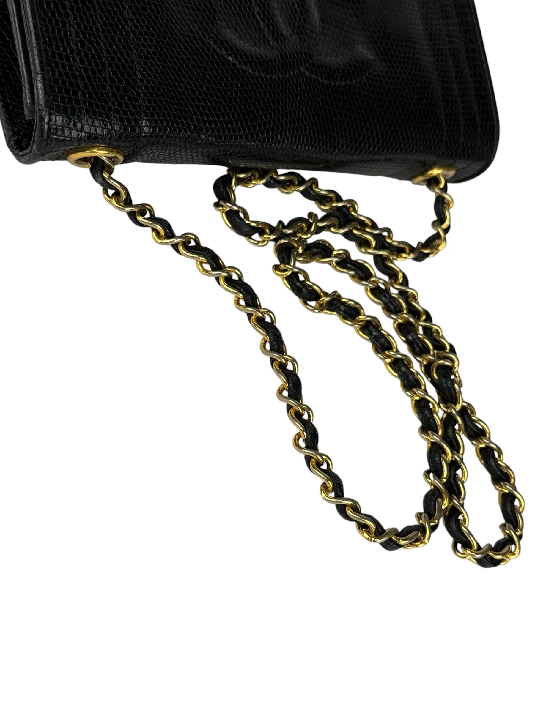 Chanel Vintage CC Stitch Lizard Flap Chain Bag 1988 - Image 11