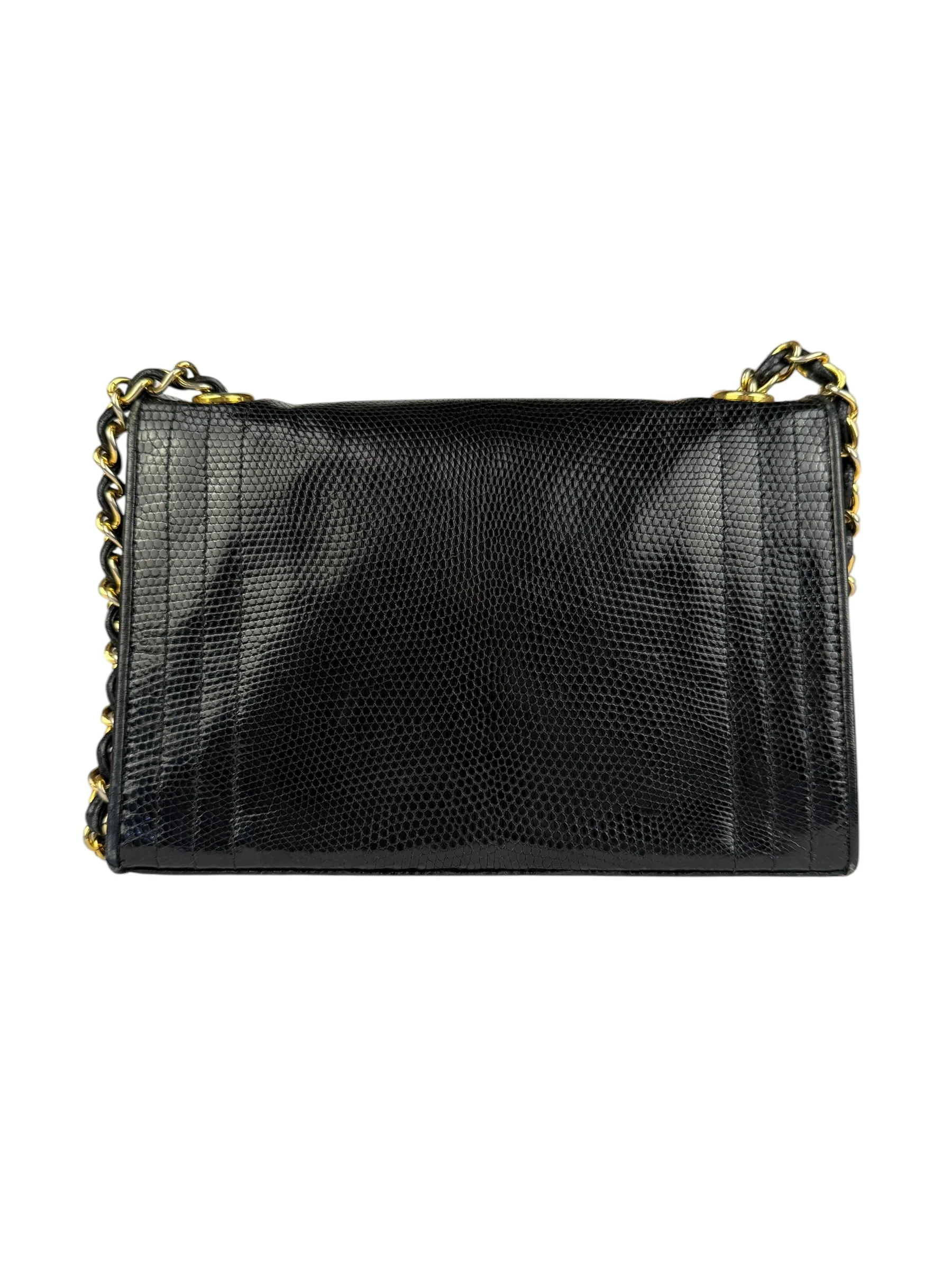 Chanel Vintage CC Stitch Lizard Flap Chain Bag 1988 - Image 6