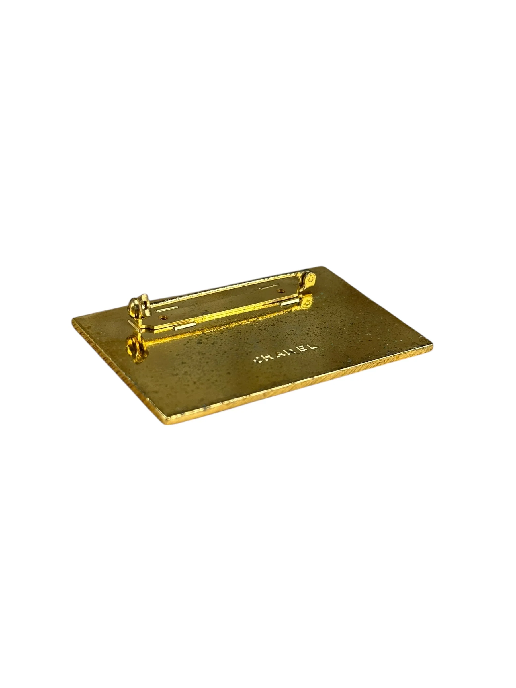 Chanel Vintage gold Plated Logo Brooch - Image 5