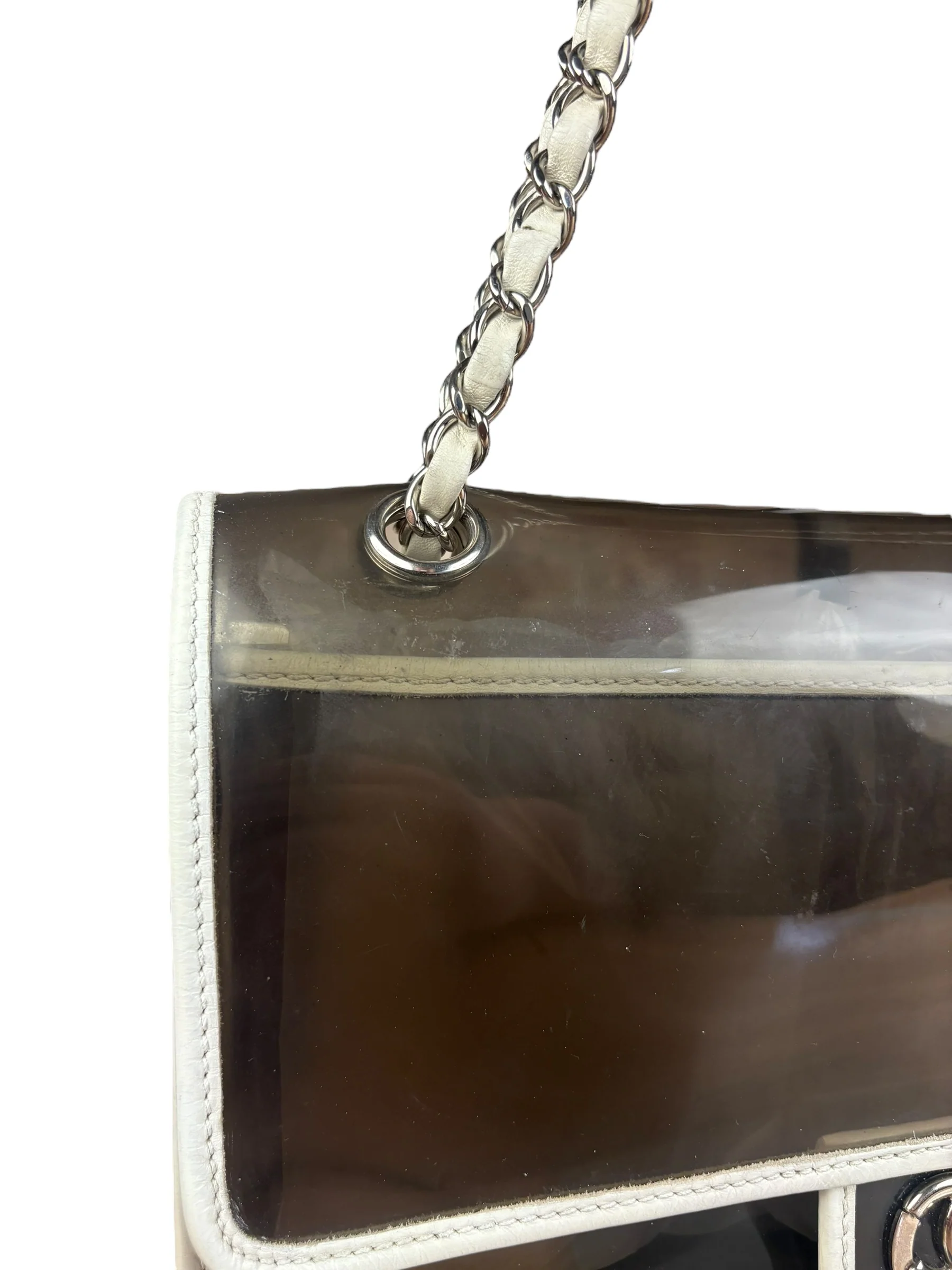 Chanel Vintage PVC Transparent Heart Lock Flap Bag 2008 - Image 7