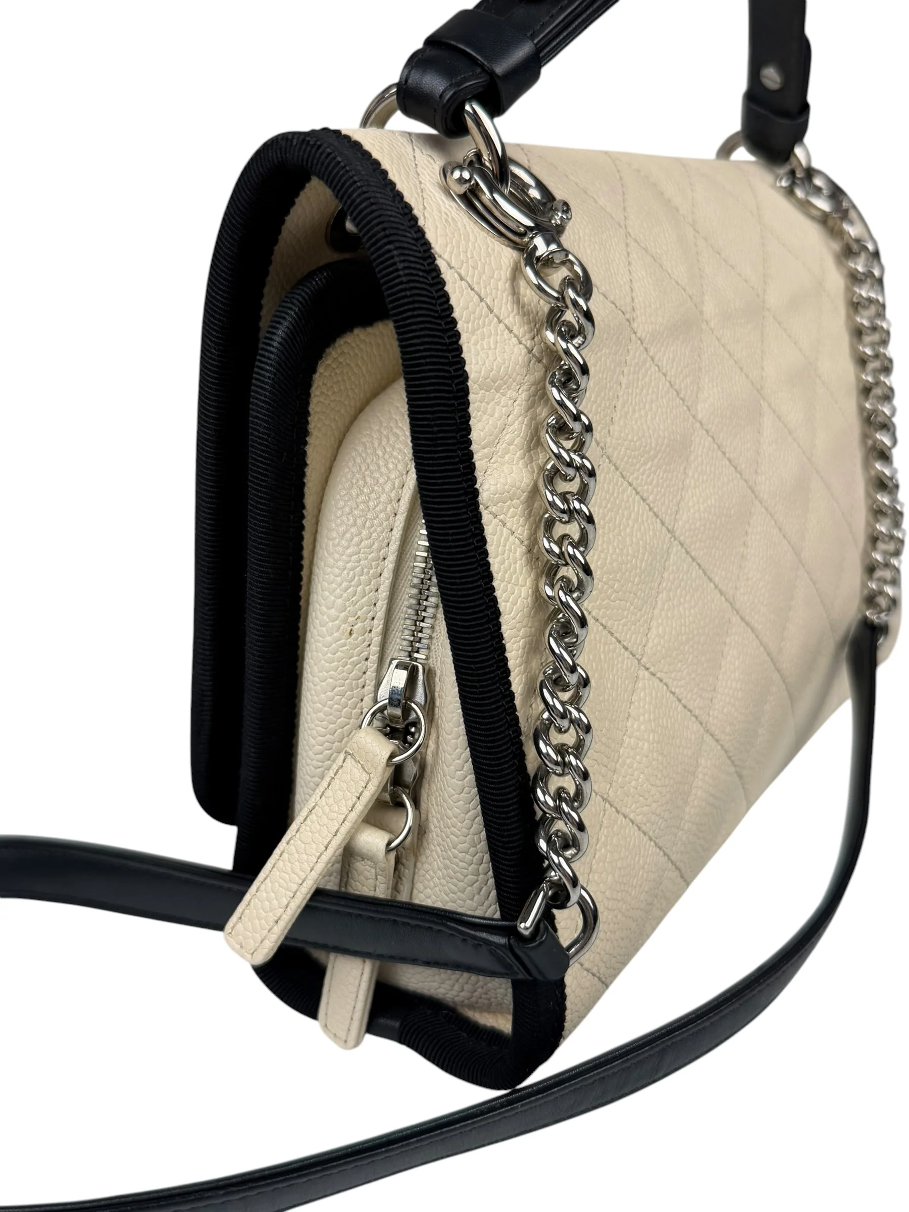 Chanel White Caviar Quilted Top Handle Flap Bag 2018 - Image 10