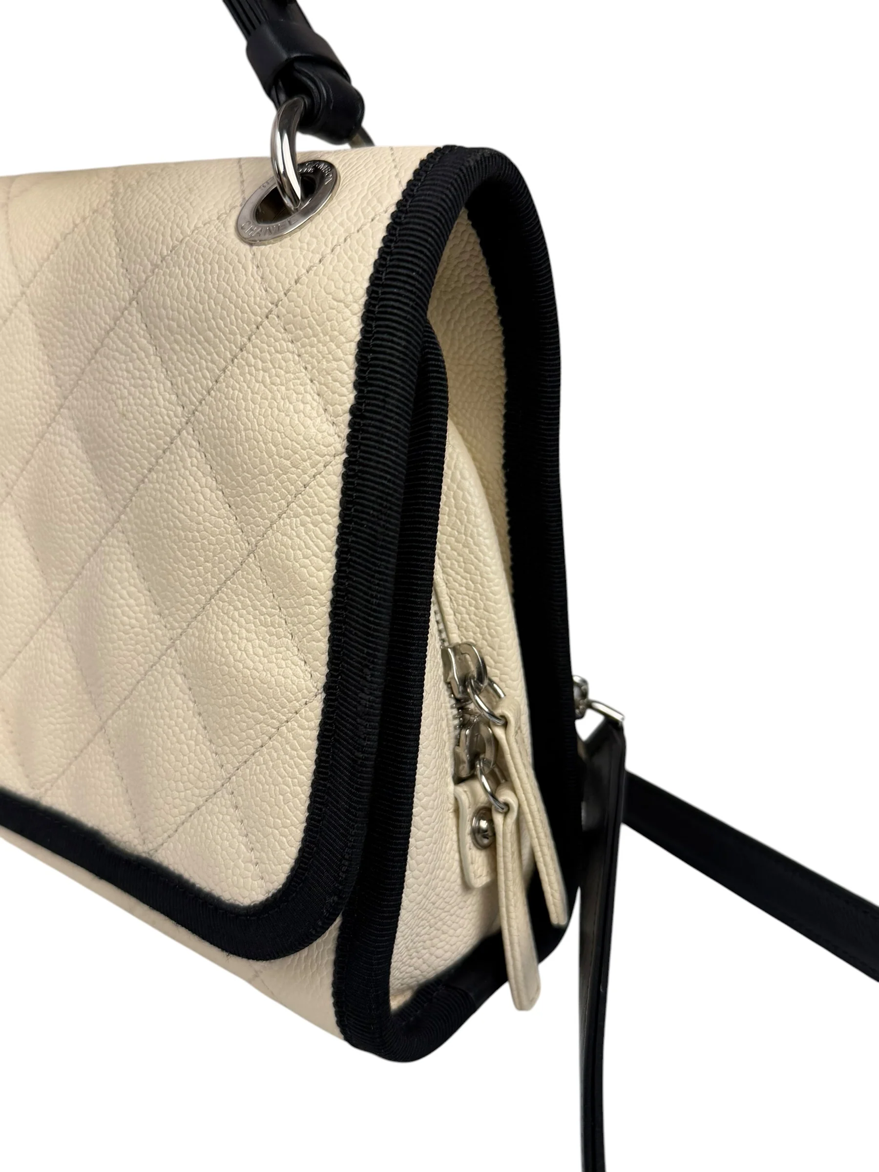 Chanel White Caviar Quilted Top Handle Flap Bag 2018 - Image 11