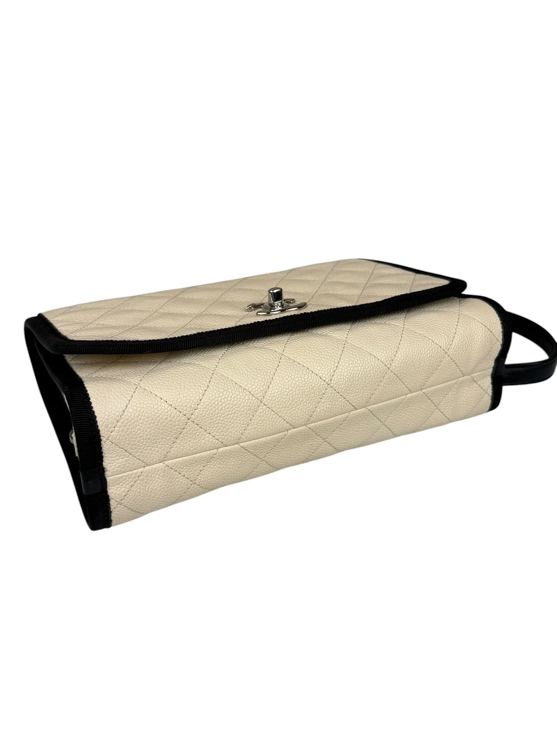 Chanel White Caviar Quilted Top Handle Flap Bag 2018 - Image 14