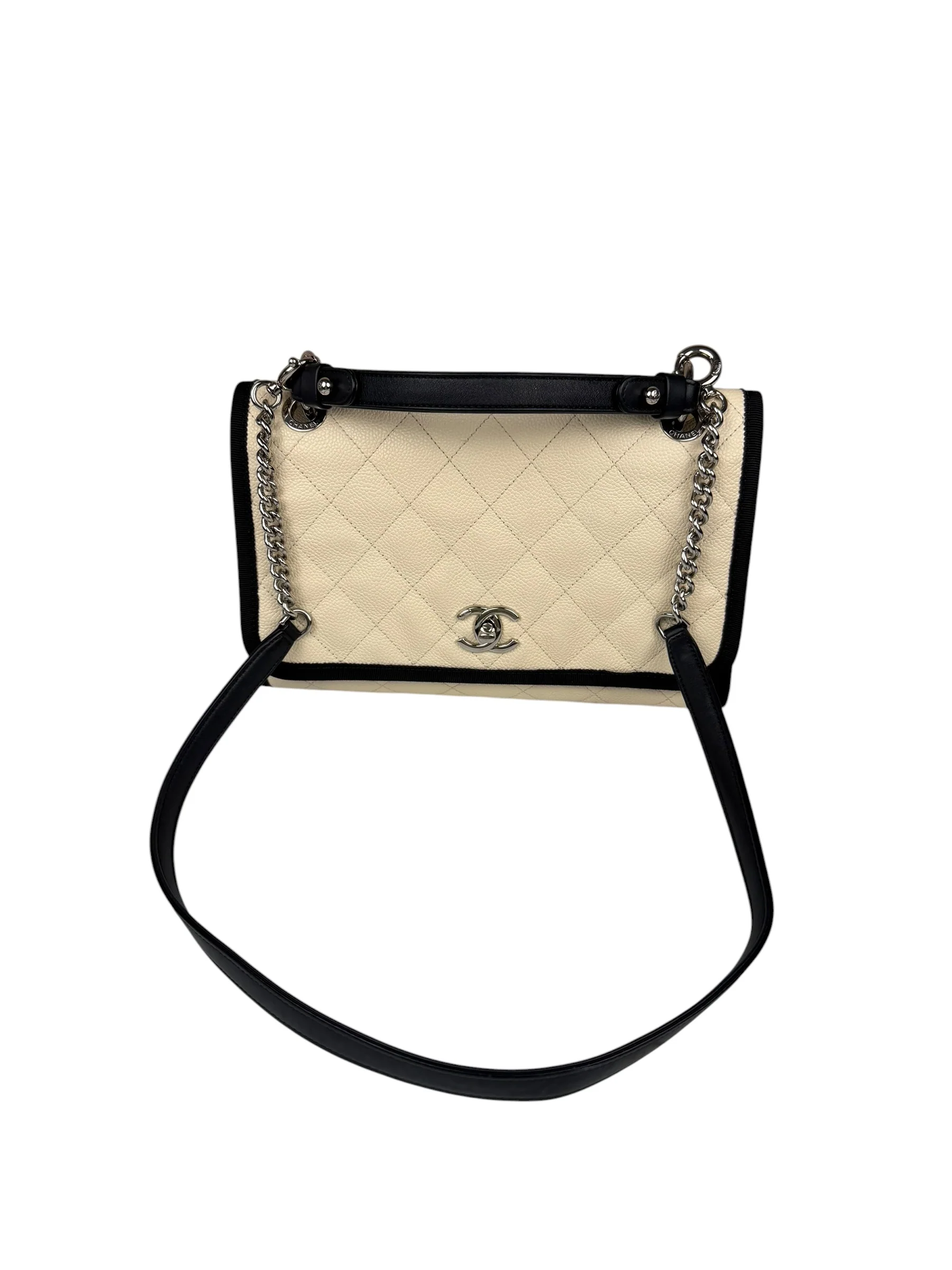 Chanel White Caviar Quilted Top Handle Flap Bag 2018 - Image 3