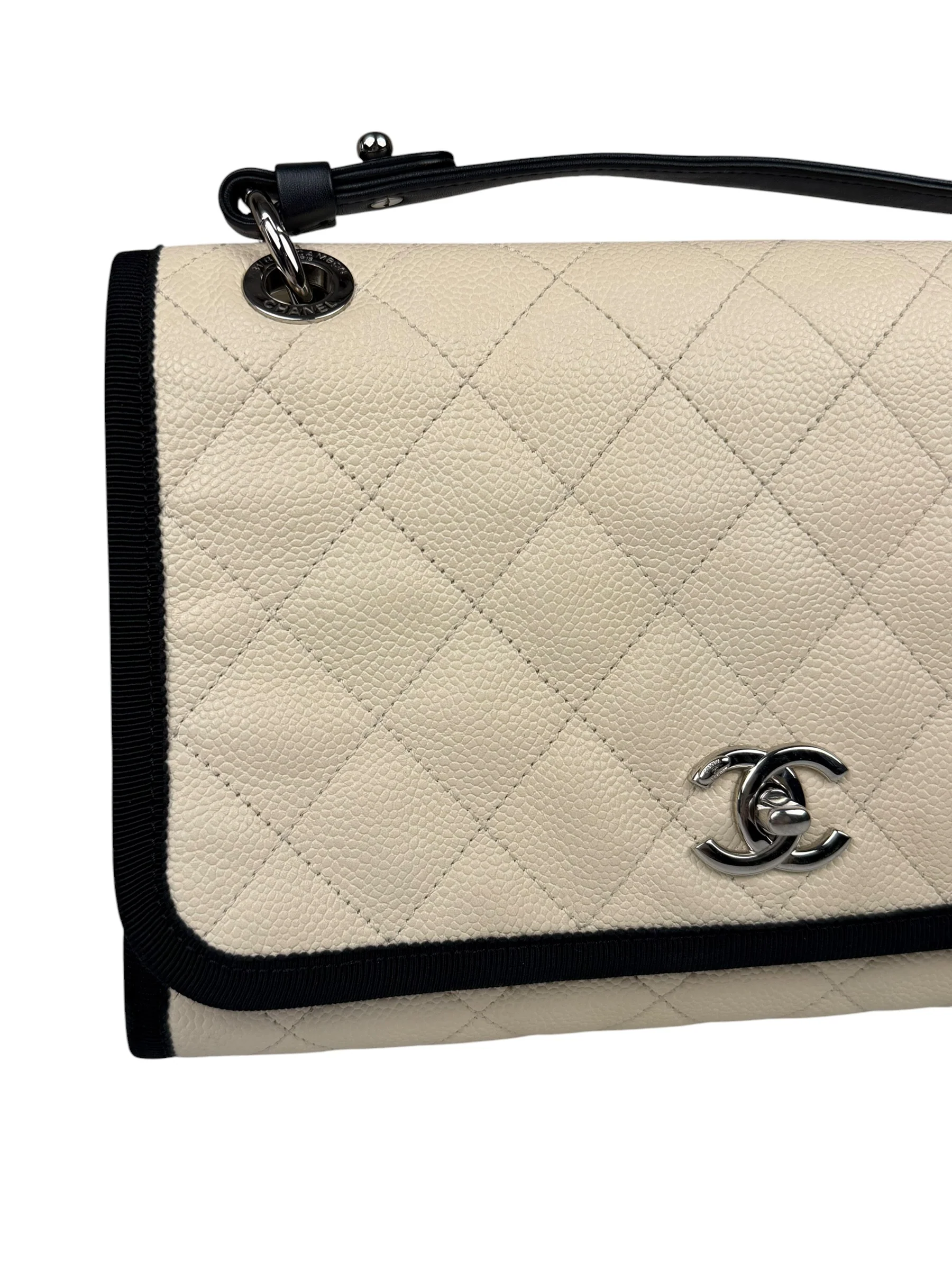 Chanel White Caviar Quilted Top Handle Flap Bag 2018 - Image 4